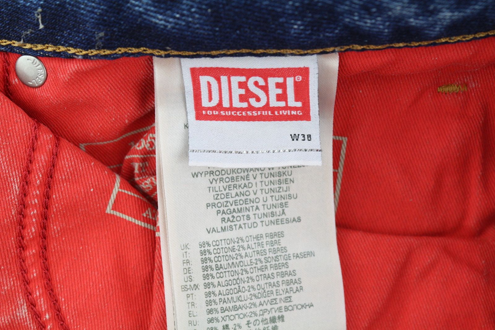 Diesel 1955 09E10 W38/L30 Blue Regular Straight Distress 85399 Size US 38 / EU 54 - 11 Thumbnail