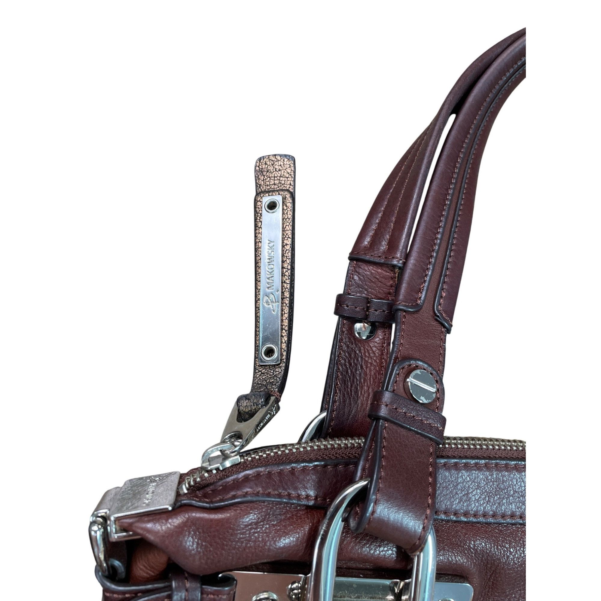 Other B. Makowsky Zebra Leather Shoulder Handbag Red/Brown Womens Size ONE SIZE - 3 Thumbnail