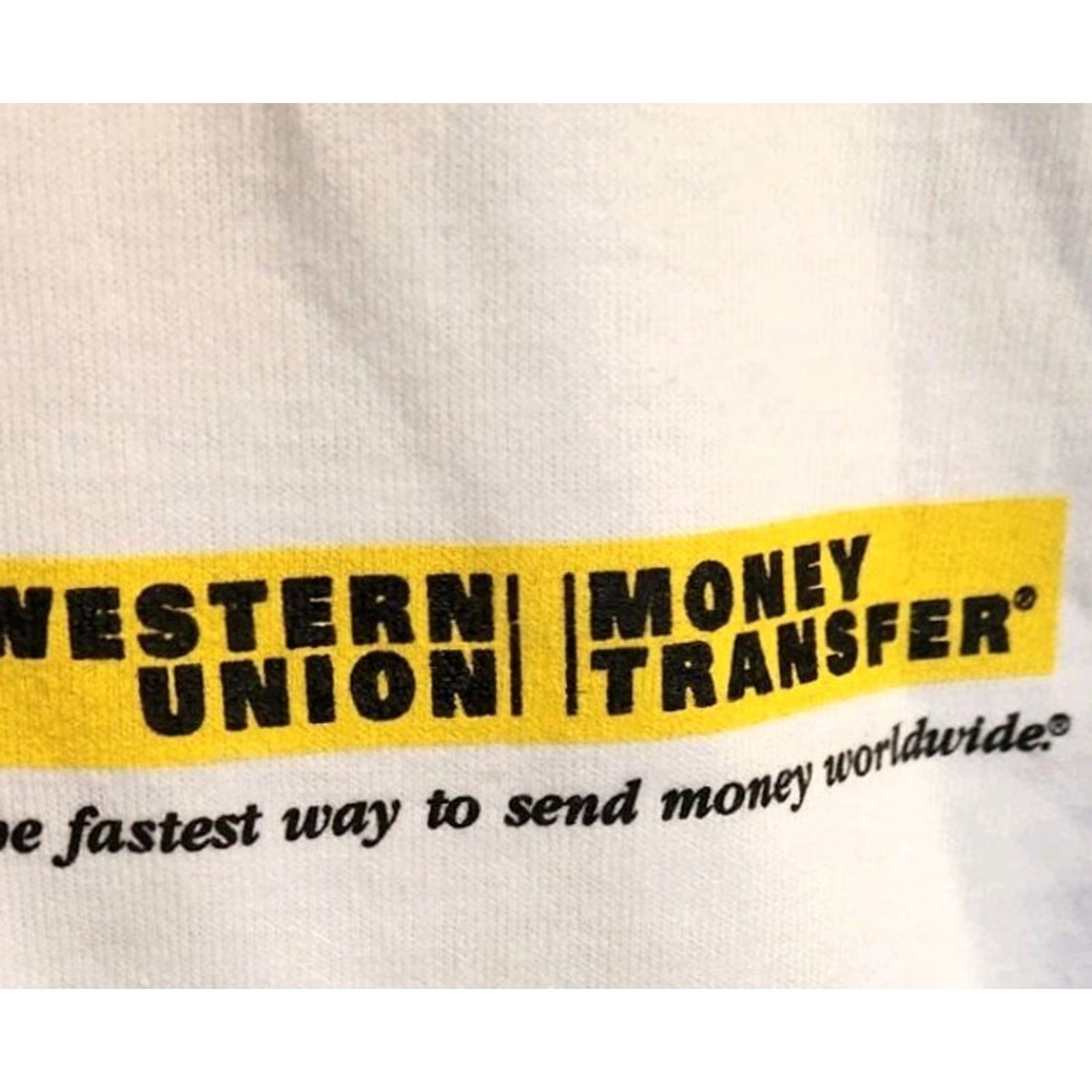 Hanes VINTAGE Hanes Western Union Money Transfer T Shirt Men's XL Double Sided White Cotton Graphic Print 90s Retro Money Theme Mens Size US XL / EU 56 / 4 - 4 Thumbnail