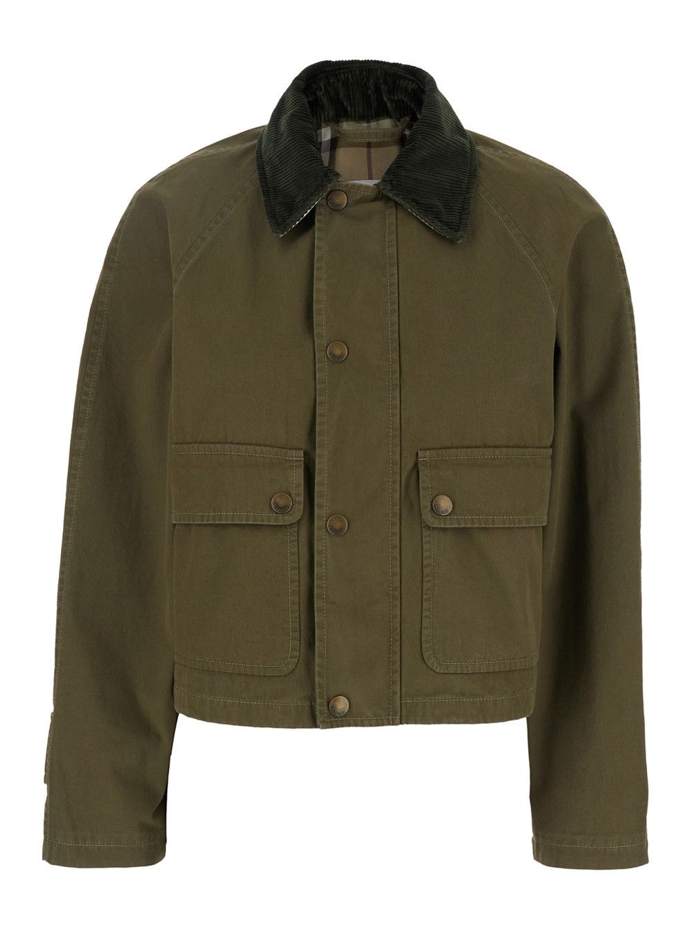 Burberry Green Cropped Jacket with Corduroy Collar in Cotton Woman Size XS / US 0-2 / IT 36-38 - 1 Thumbnail