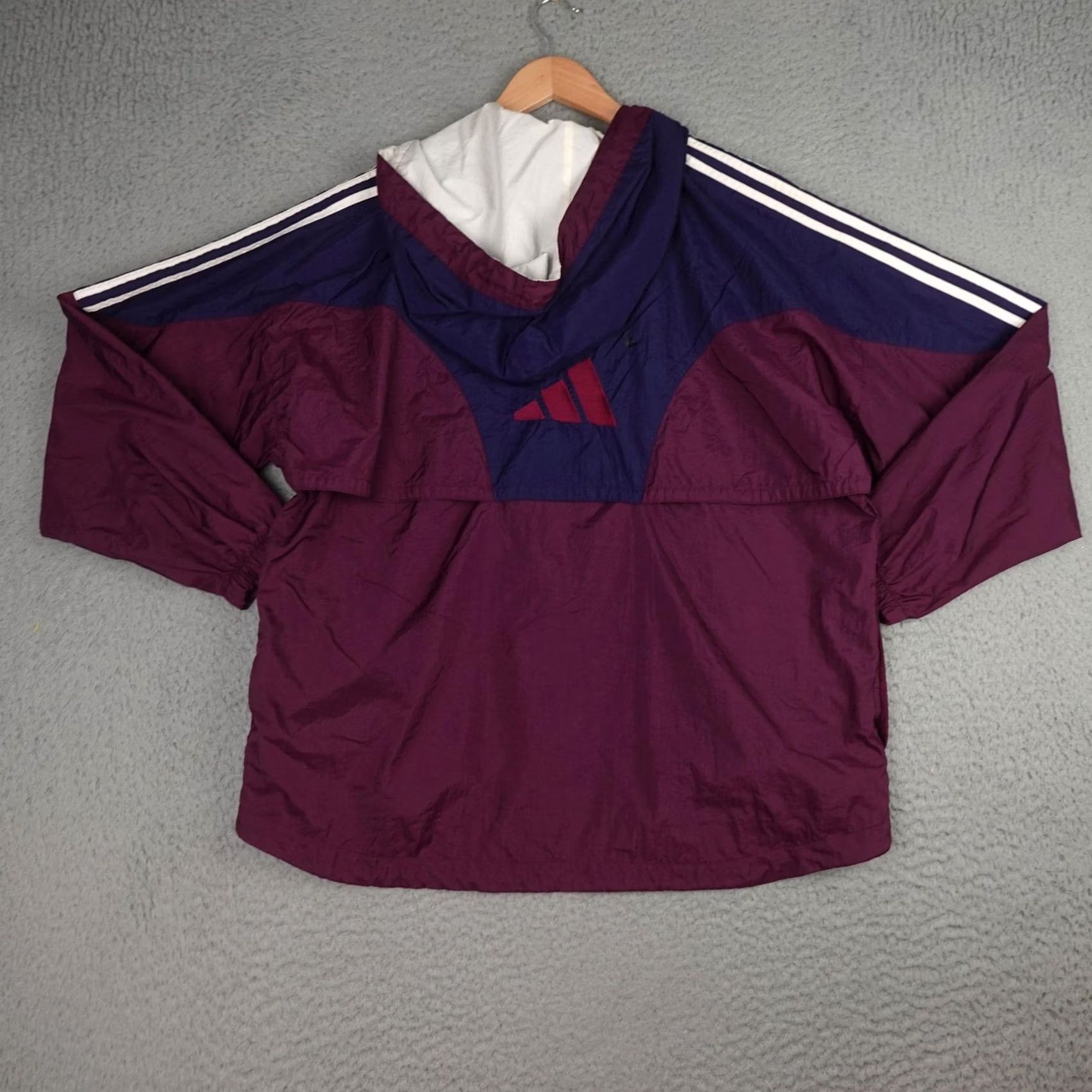 Adidas VINTAGE Adidas Windbreaker Jacket Mens Large Purple Red Pullover Half Zip Track Size US L / EU 52-54 / 3 - 2 Thumbnail