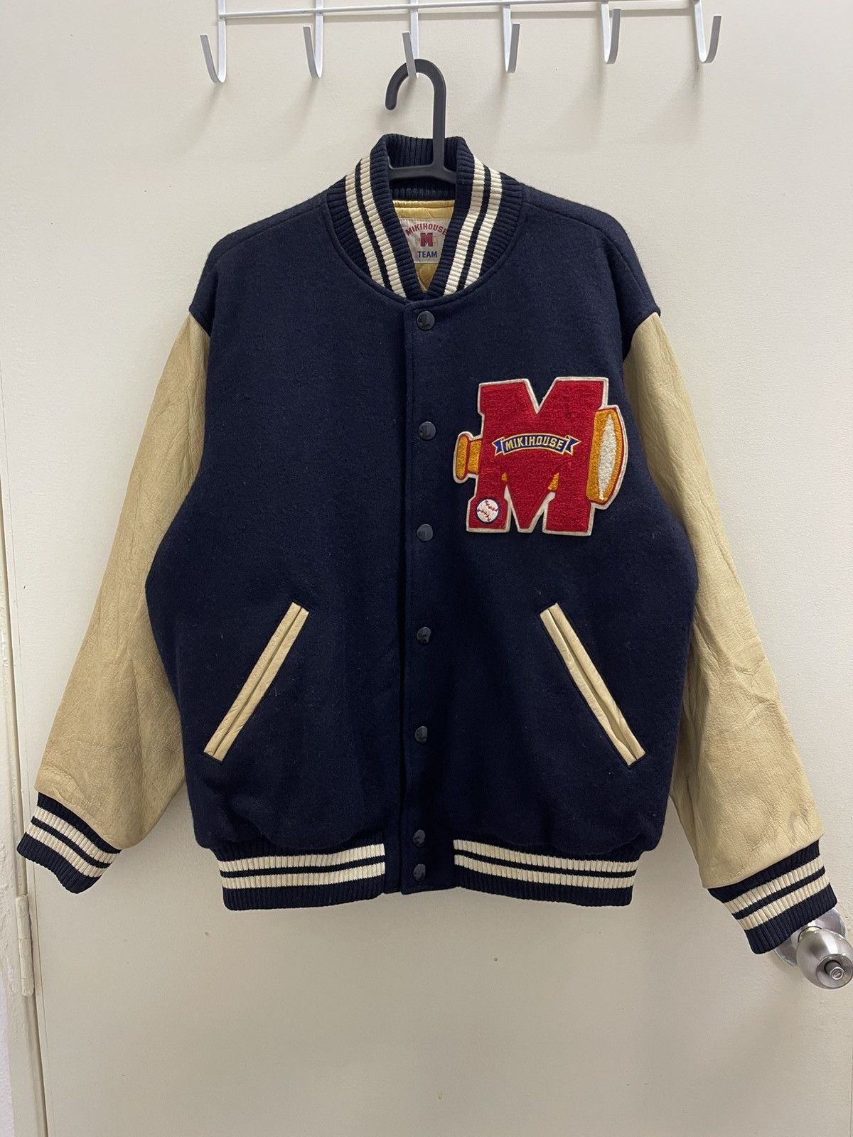 Vintage Vtg Miki House Wool Leather Varsity Jacket Size US M / EU 48-50 / 2 - 6 Thumbnail