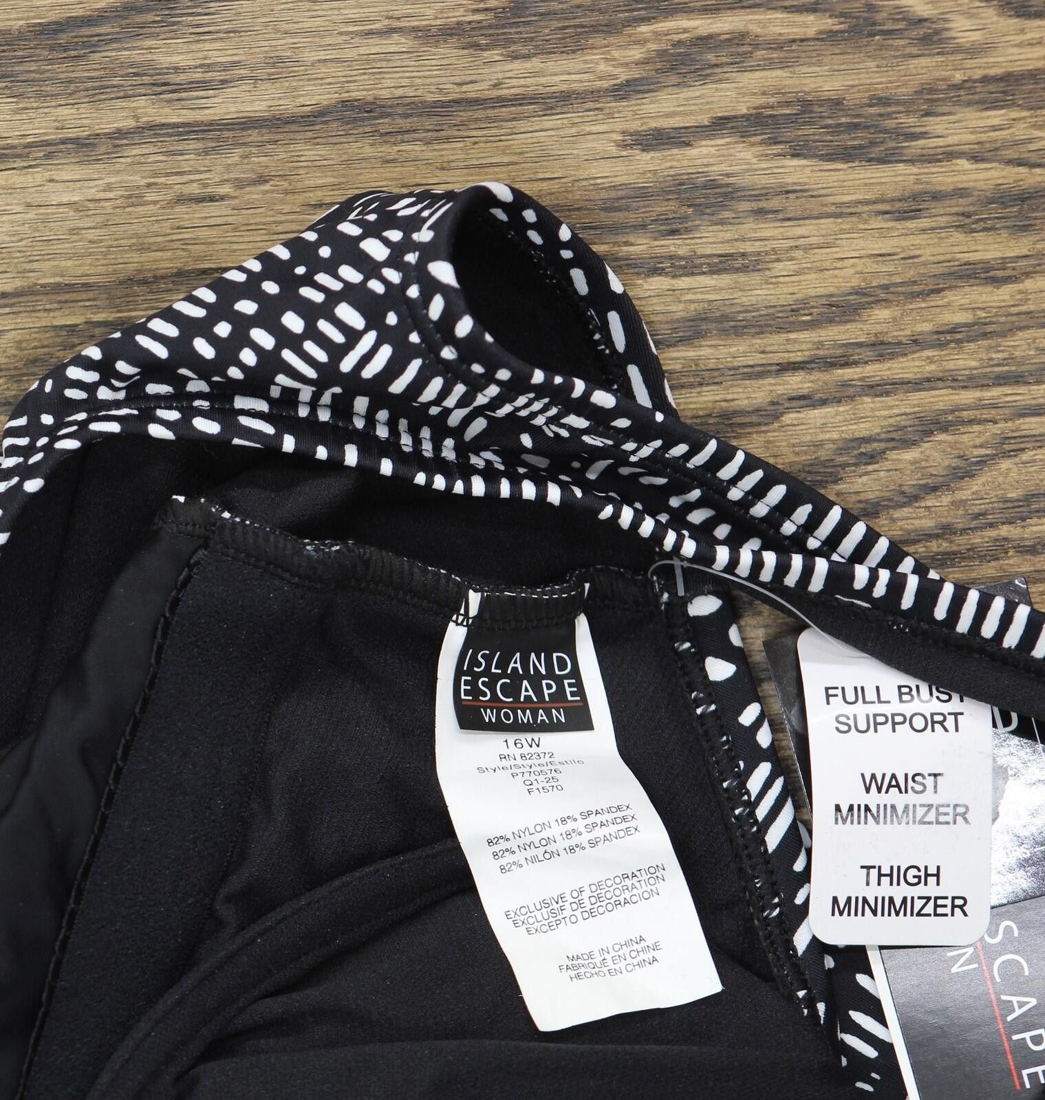 Other Nwt Island Escape Size Swim Dress One Piece Black Multi 16w Size ONE SIZE - 5 Thumbnail