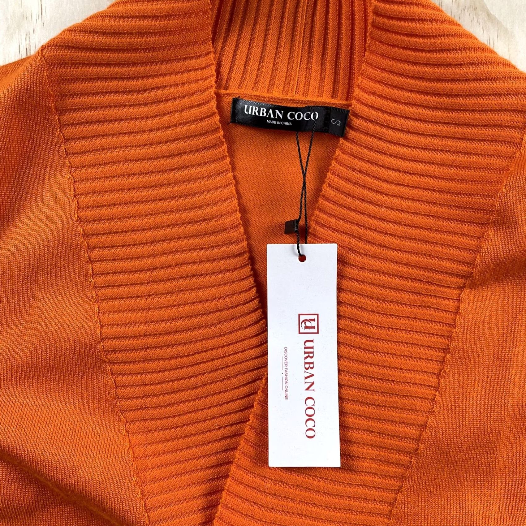 Vintage URBAN COCO Cardigan Sweater Womens Small Orange Open Front Pockets Long Sleeve V-Neck Knit Size S / US 4 / IT 40 - 2 Thumbnail