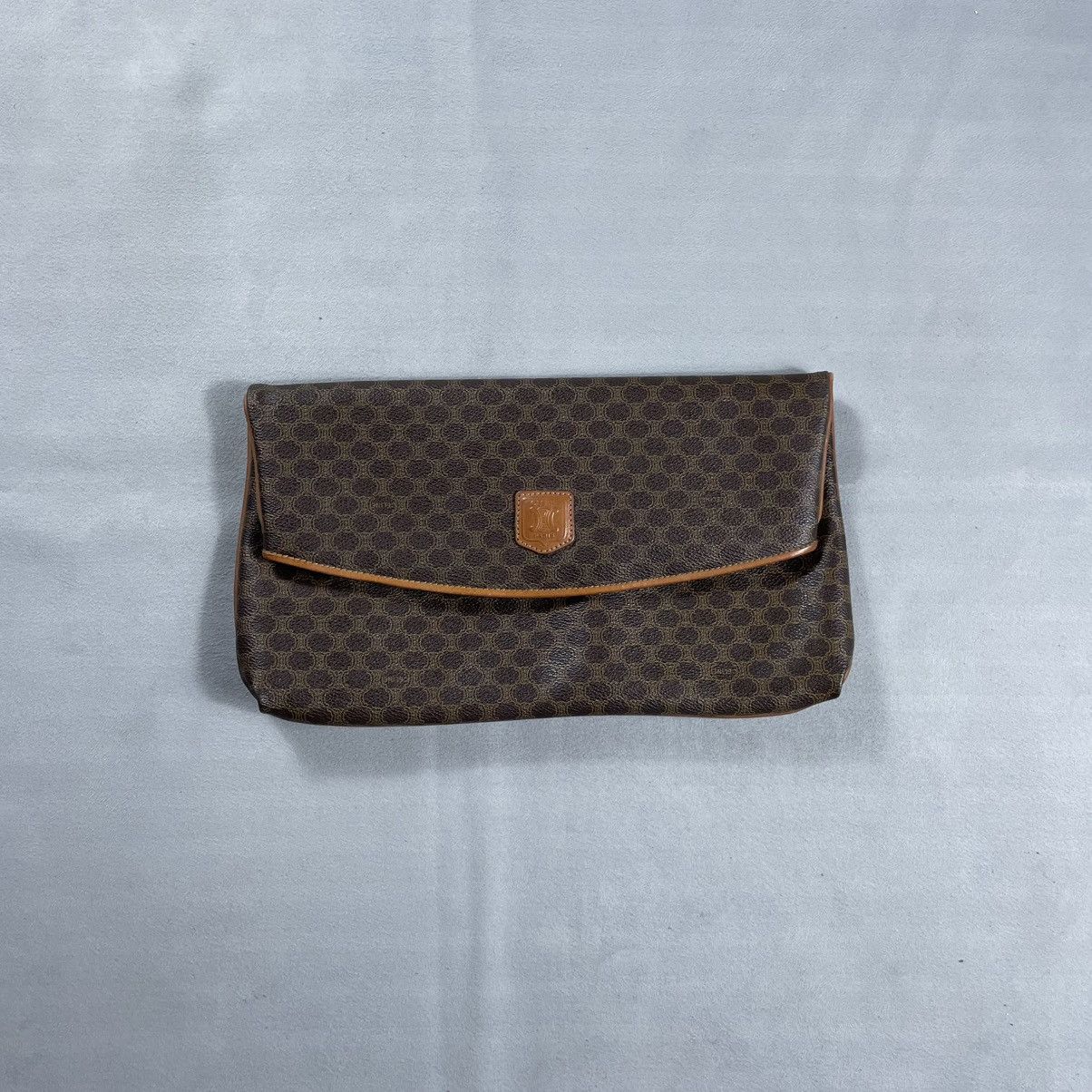 Celine Céline CELINE Macadam Canvas Clutch Bag PVC Leather Brown Size ONE SIZE - 1 Thumbnail