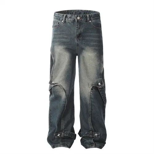 Japanese Brand × Jean Men's loose trendy patchwork jeans with metal buttons Size US 34 / EU 50 - 1 Thumbnail
