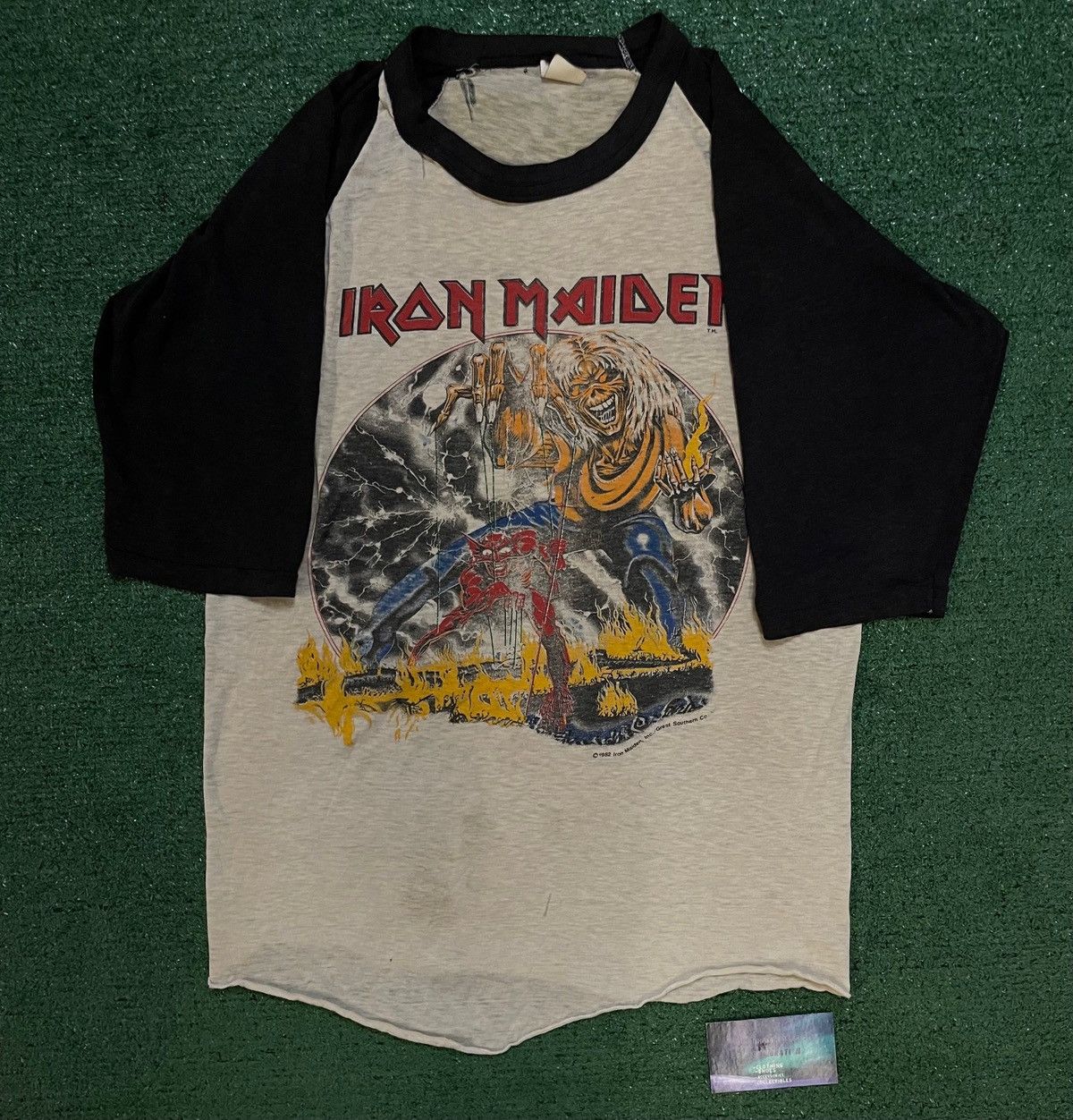 Vintage Vintage 1980s Iron Maiden number of the beast world tour tee Size US L / EU 52-54 / 3 - 1 Thumbnail