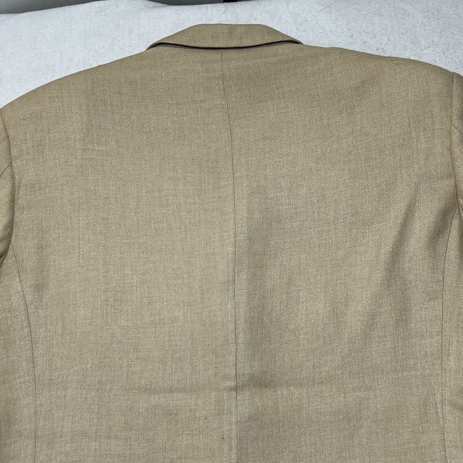 Zanieri Zanieri Italy Silk Blend Suit Jacket Beige Herringbone Coat Size 42R - 15 Thumbnail