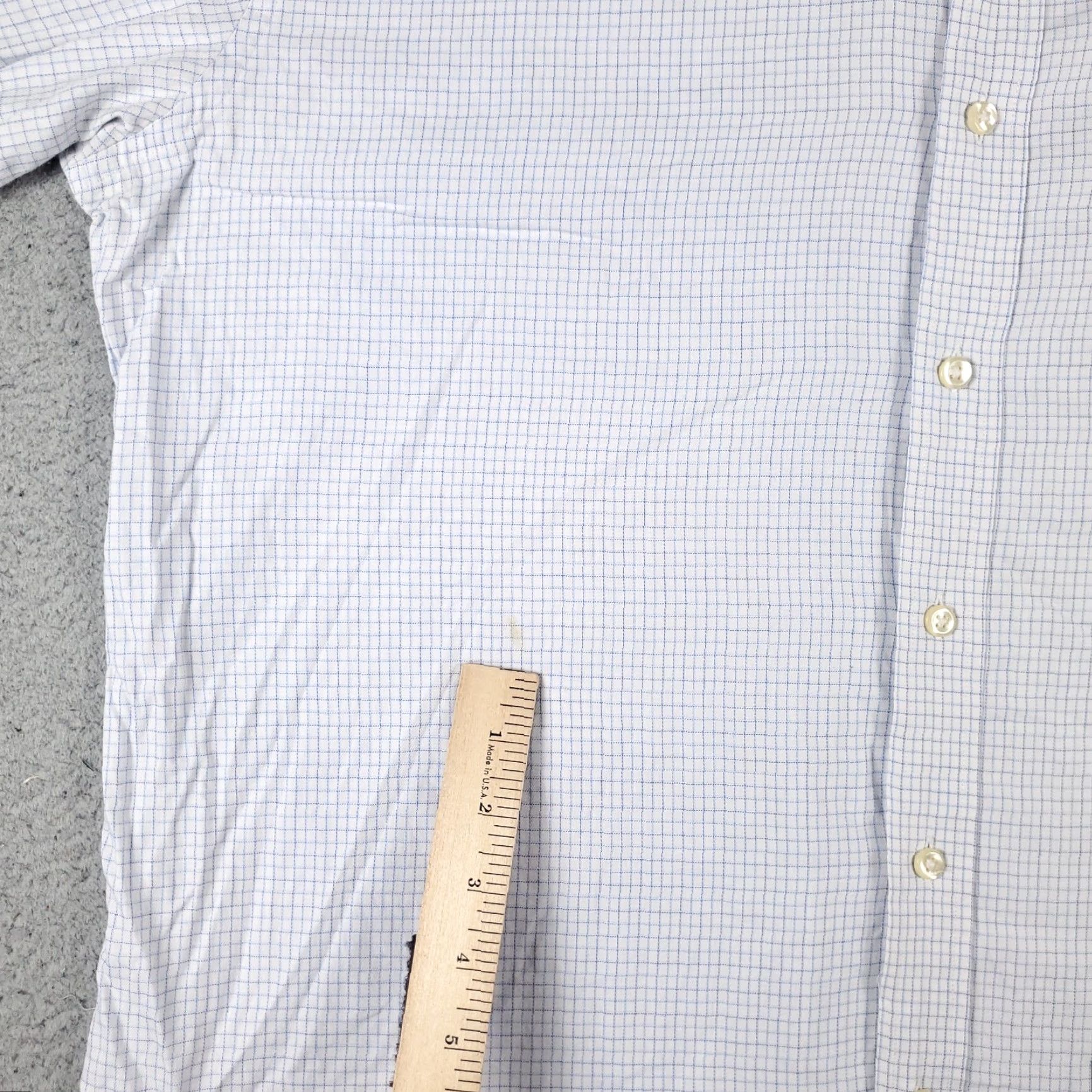 Nautica Nautica Dress Shirt Mens 17 Blue White Check Long Sleeve Button Up Cotton 100% Formal Casual Wedding Mens Size 46R - 3 Thumbnail