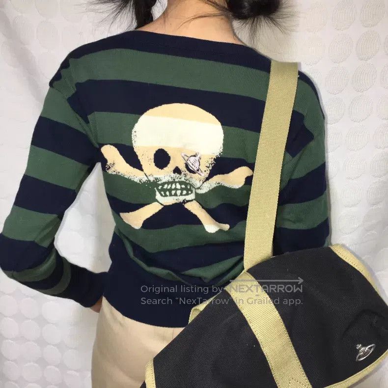 Vivienne Westwood Vivienne Westwood Skull and Saturn Green Striped Cardigan Size M / US 6-8 / IT 42-44 - 2 Thumbnail