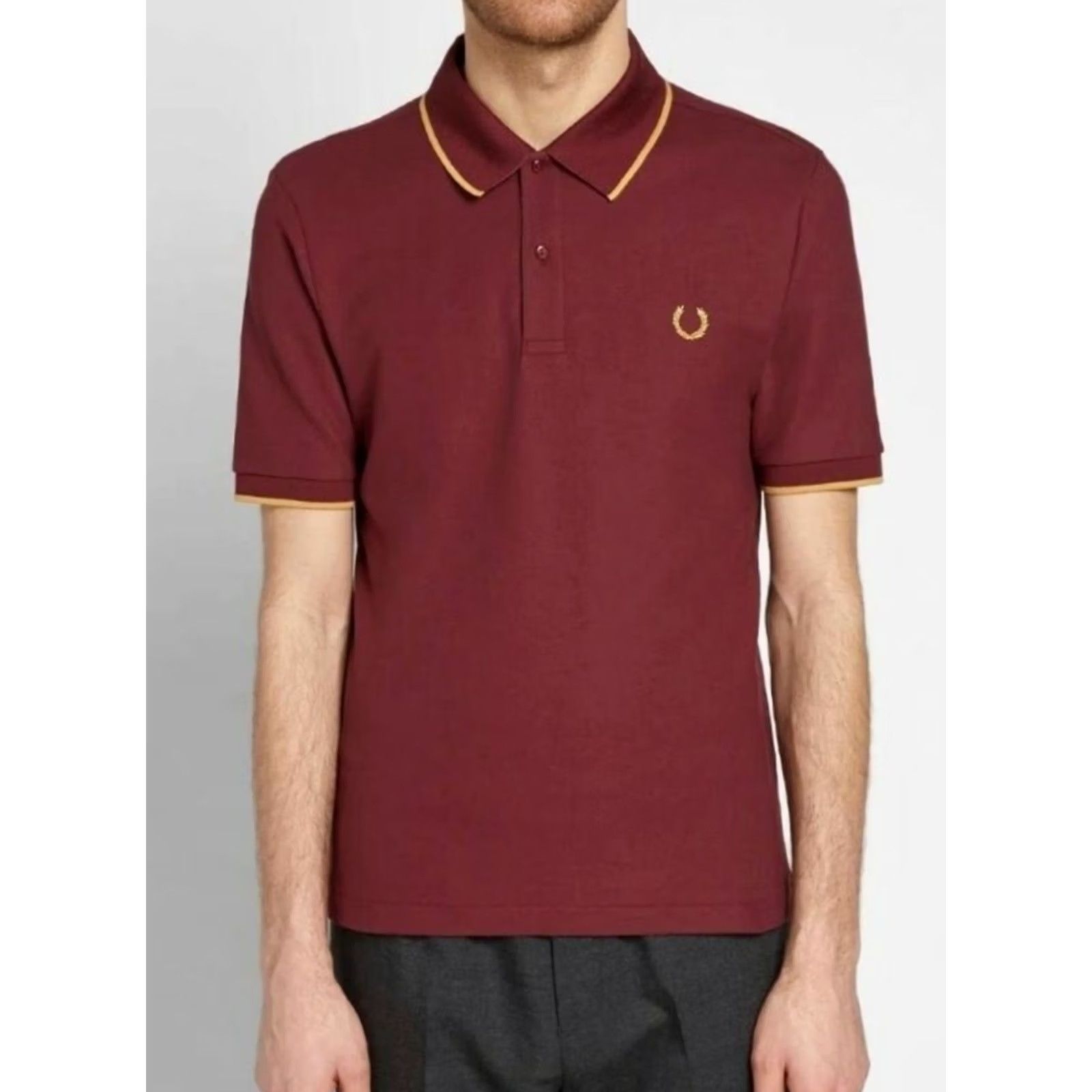 Fred Perry VINTAGE Fred Perry x Miles Kane Polo Tipped Pique Red Polo Shirt Men S Aubergine Size US S / EU 44-46 / 1 - 3 Thumbnail