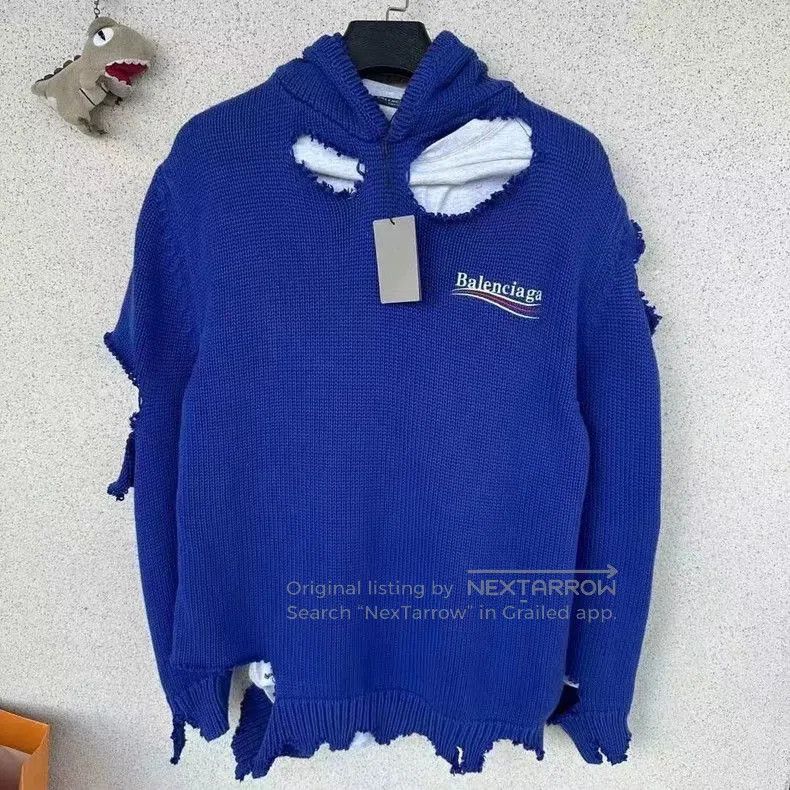 Balenciaga Balenciaga Blue Distressed Fake Two. Size US XS / EU 42 / 0 - 1 Thumbnail