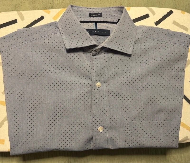 Tommy Hilfiger Tommy Hilfiger Blue Polka Dot Cotton Regular Fit Shirt M Size US M / EU 48-50 / 2 - 8 Thumbnail