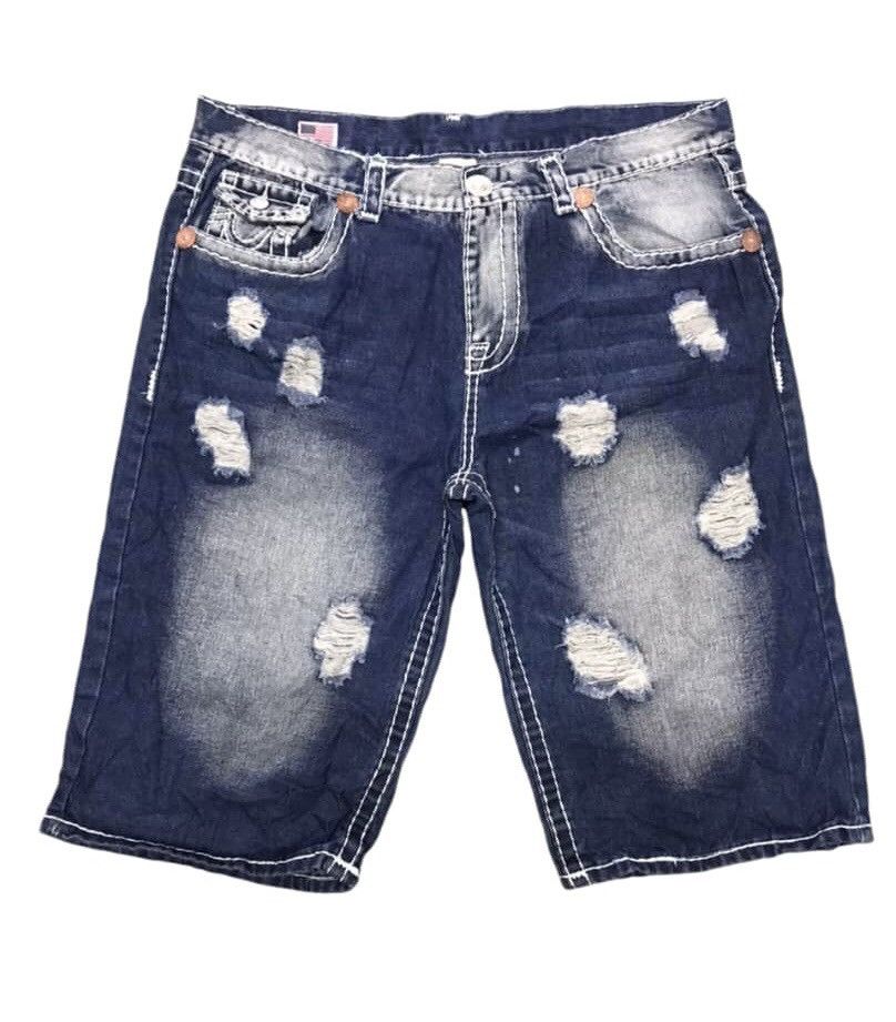 True Religion Vtg True Religion Joey Super T Distressed Short Baggy Jeans Size US 38 / EU 54 - 1 Thumbnail