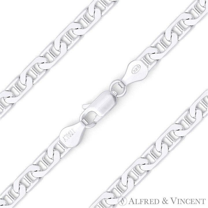 Other 4.5mm Flat Marina / Mariner Link Italian Chain Bracelet 8" Size ONE SIZE - 1 Thumbnail