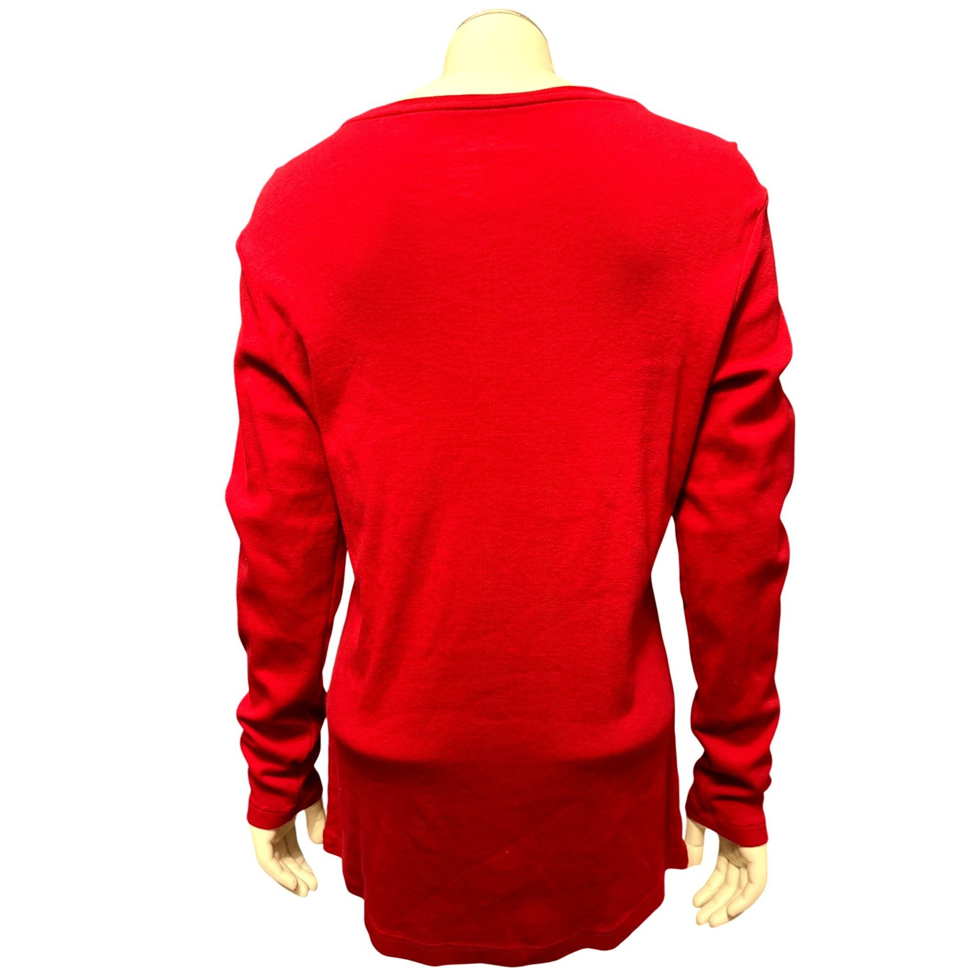 Chicos Chicos Red Long Sleeve Tee Classic Soft Stretch Casual Top S Size L / US 10 / IT 46 - 3 Thumbnail
