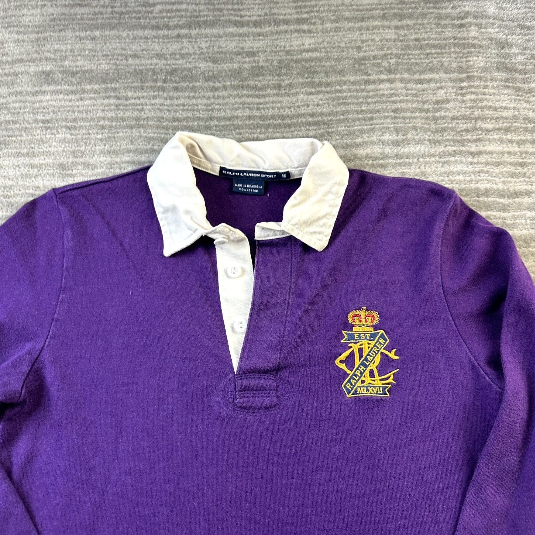 Polo Ralph Lauren VINTAGE Polo Ralph Lauren Shirt Womens Medium Purple Rugby Crest Y2K Preppy Size M / US 6-8 / IT 42-44 - 3 Thumbnail