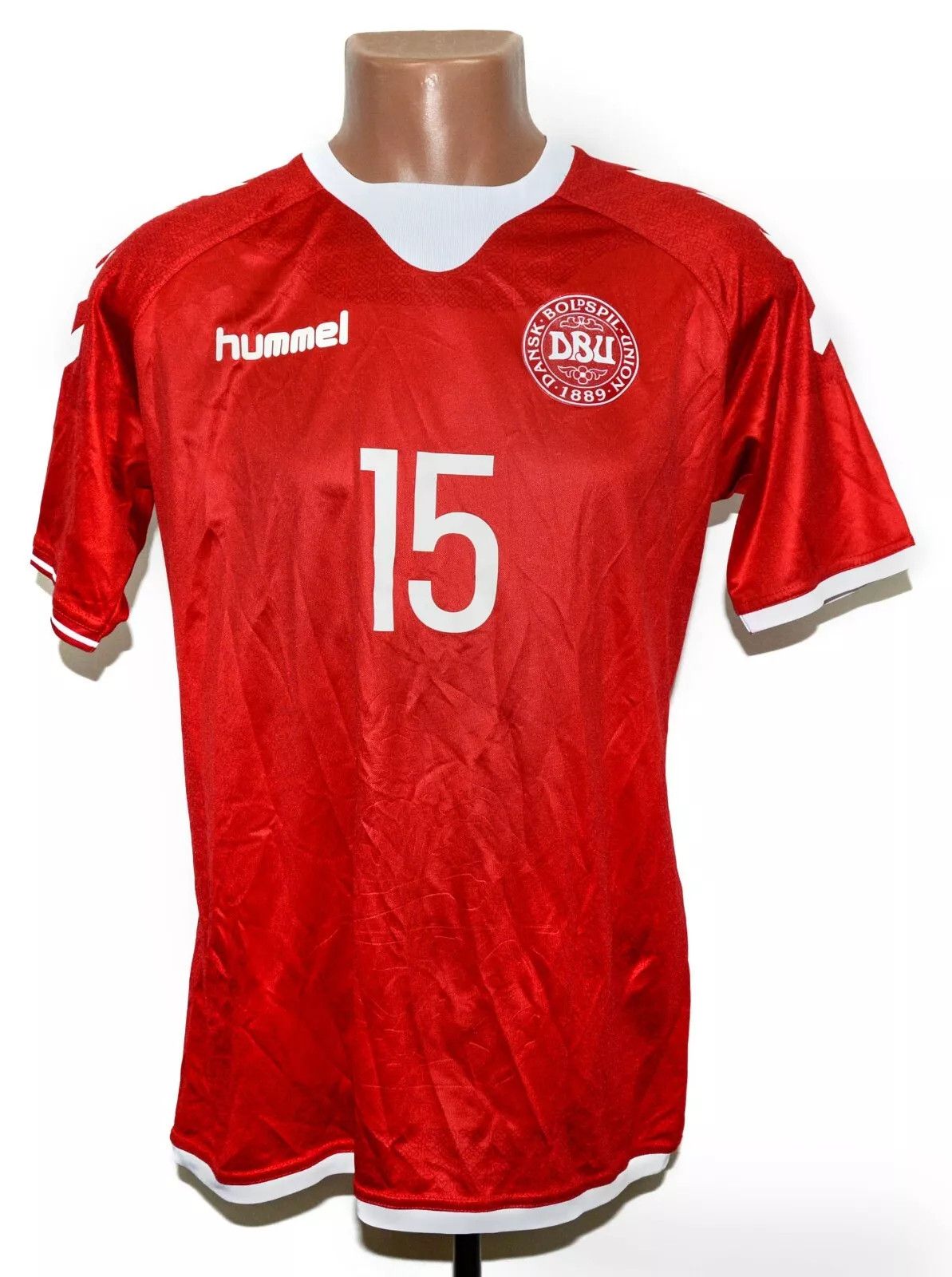 Hummel DENMARK 2017/2018 HOME FOOTBALL SHIRT HUMMEL #15 DOLBERG M Size US M / EU 48-50 / 2 - 2 Thumbnail