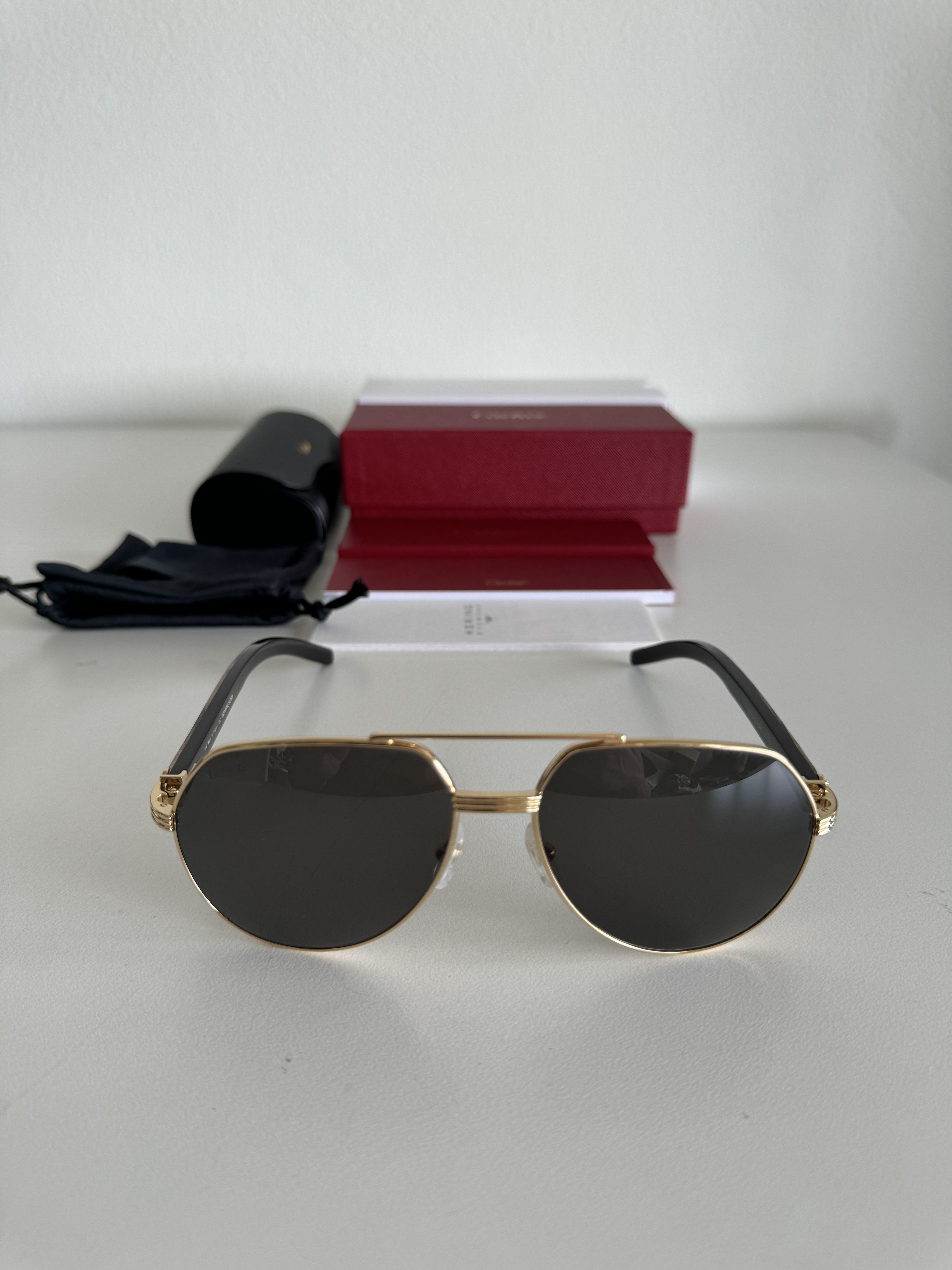 image of Cartier Sunglasses Buffs Ct0272S 001 Gold Buffalo Horn, Men's