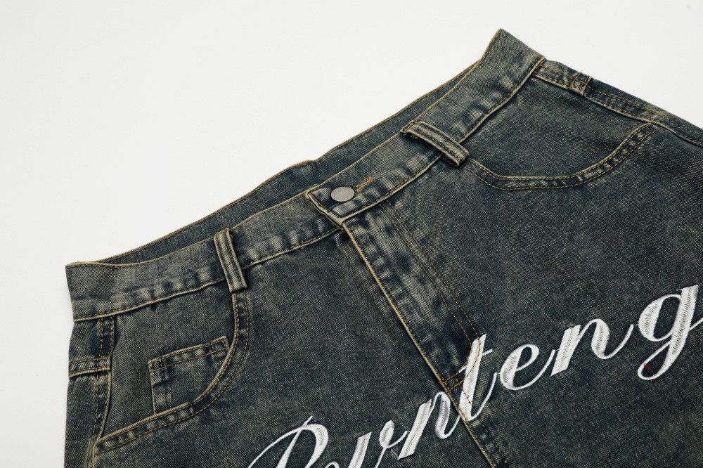 Vintage Men's hip-hop distressed funny cartoon embroidered jeans Size US 32 / EU 48 - 3 Thumbnail