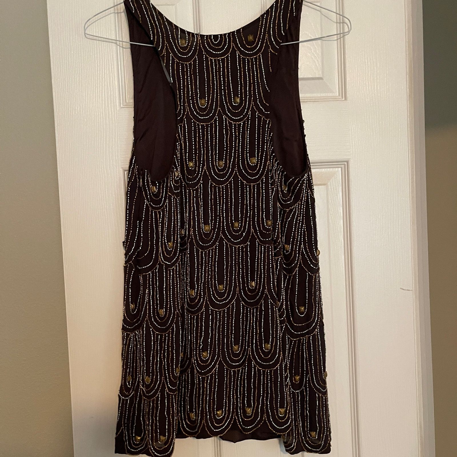 Other Anaikka Beaded Copper & Silver Coca Sleeveless Mini Dress Size XS / US 0-2 / IT 36-38 - 5 Thumbnail