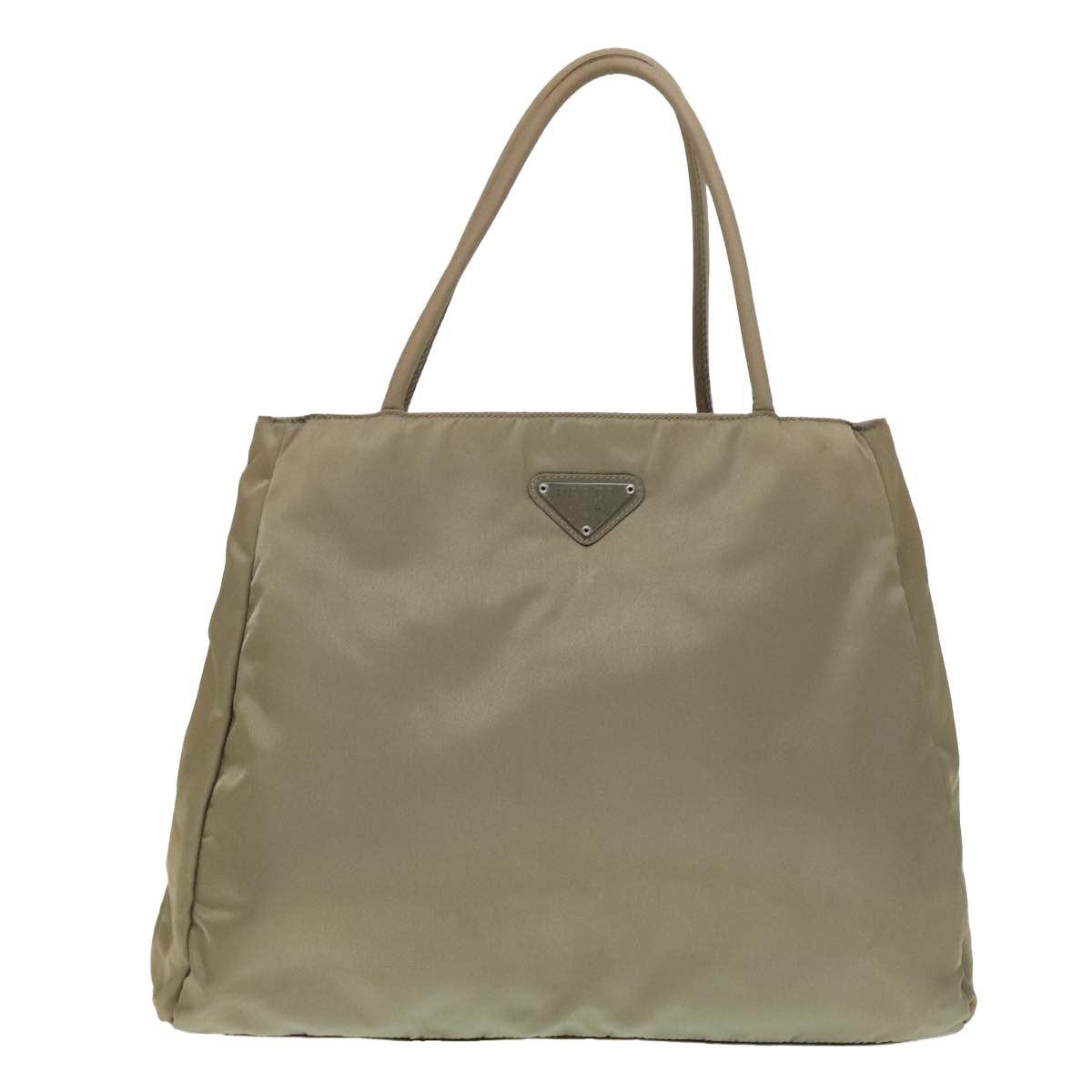 Prada Triangle Logo Beige Canvas Tote Bag (Pre-Owned) Size ONE SIZE - 1 Thumbnail