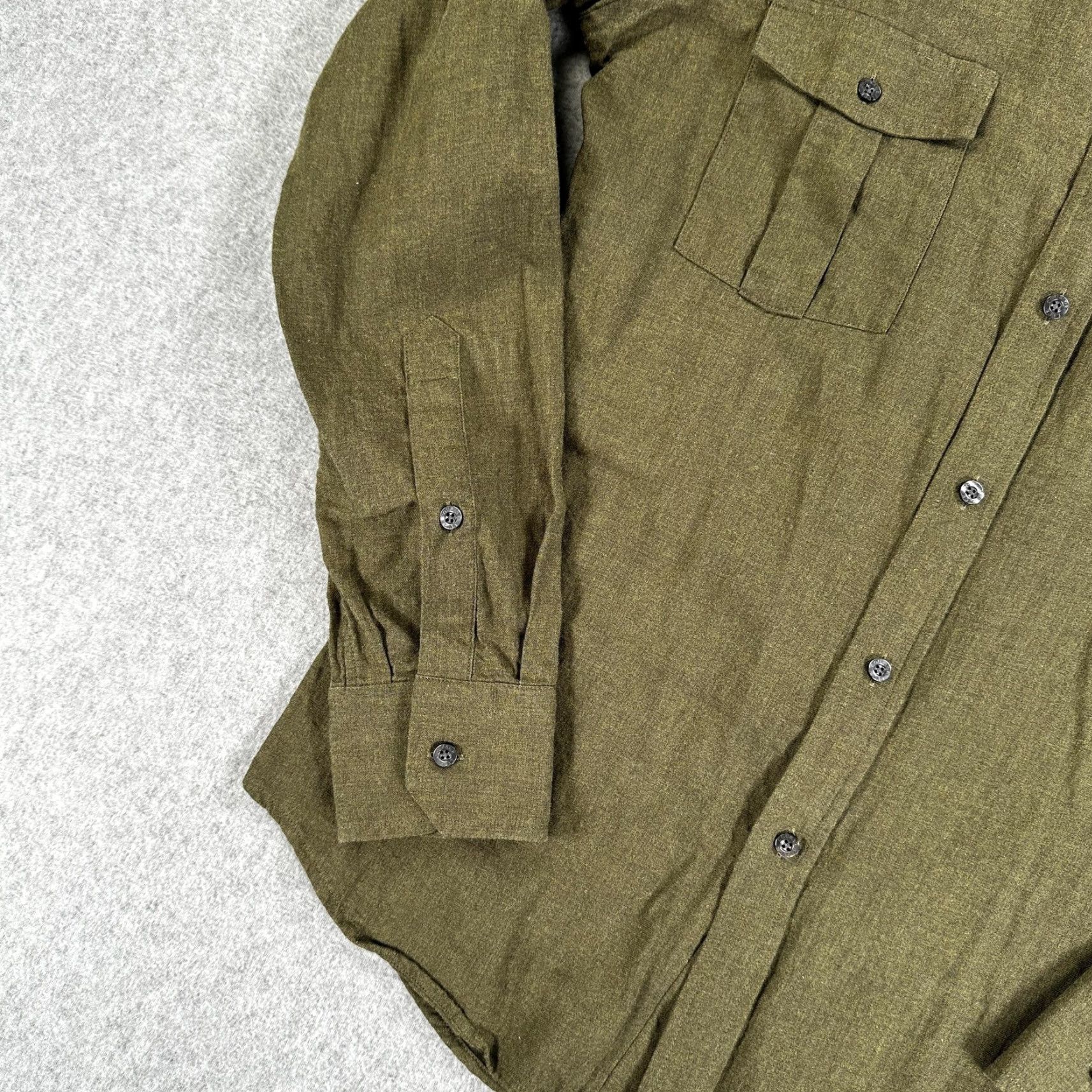 Olive Teddy Stratford Shirt Mens Small Olive Green Cotton Button Front Hidden Zip Size US S / EU 44-46 / 1 - 4 Thumbnail