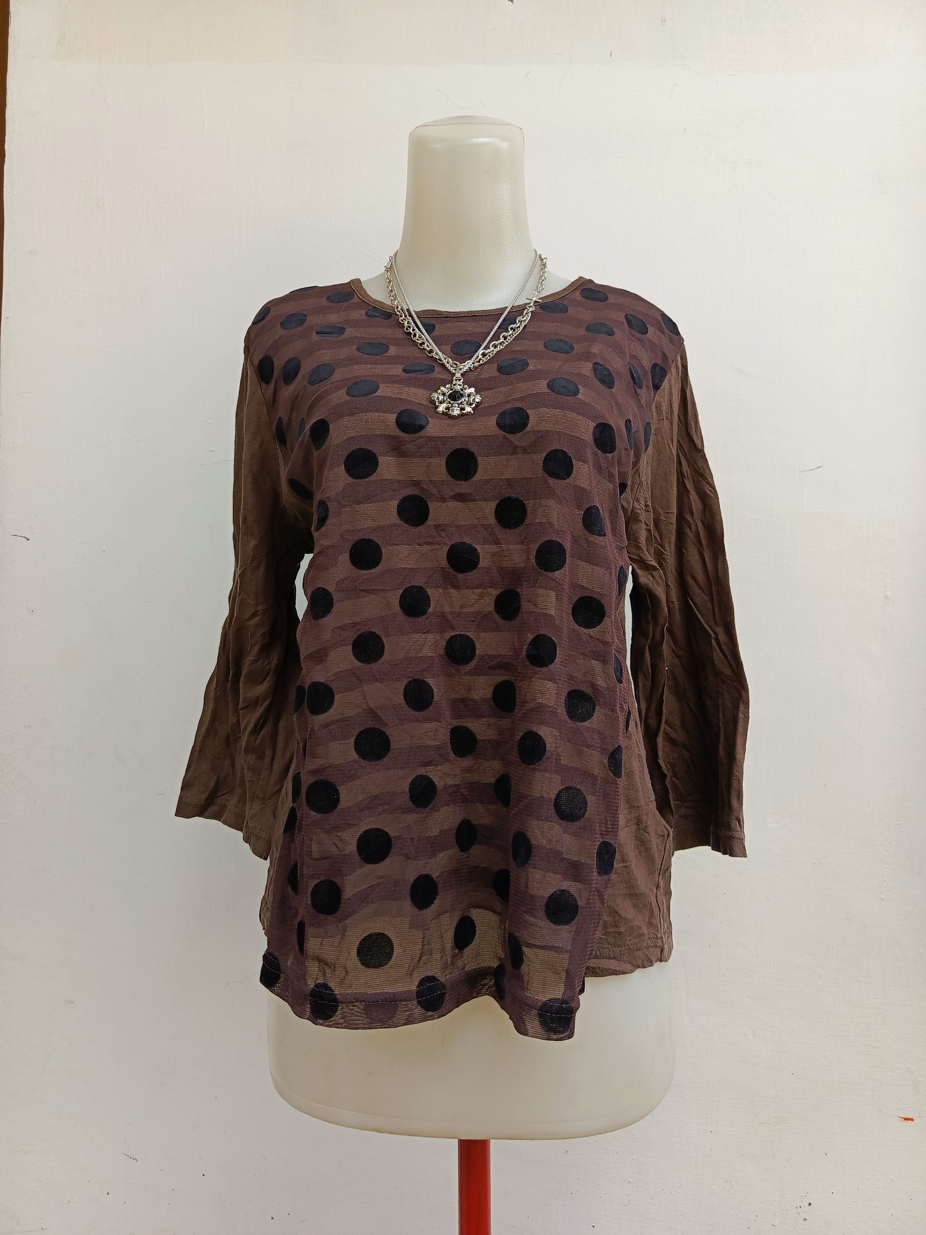 Kansai Yamamoto Kansai Bis Yamamoto Designer Polka Dot 3/4 Sleeve Shirt Size M / US 6-8 / IT 42-44 - 1 Thumbnail