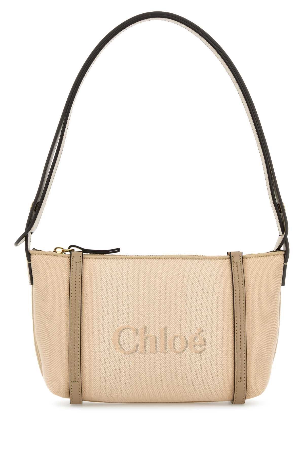 Chloe Sand Canvas Carry Shoulder Bag, Women's