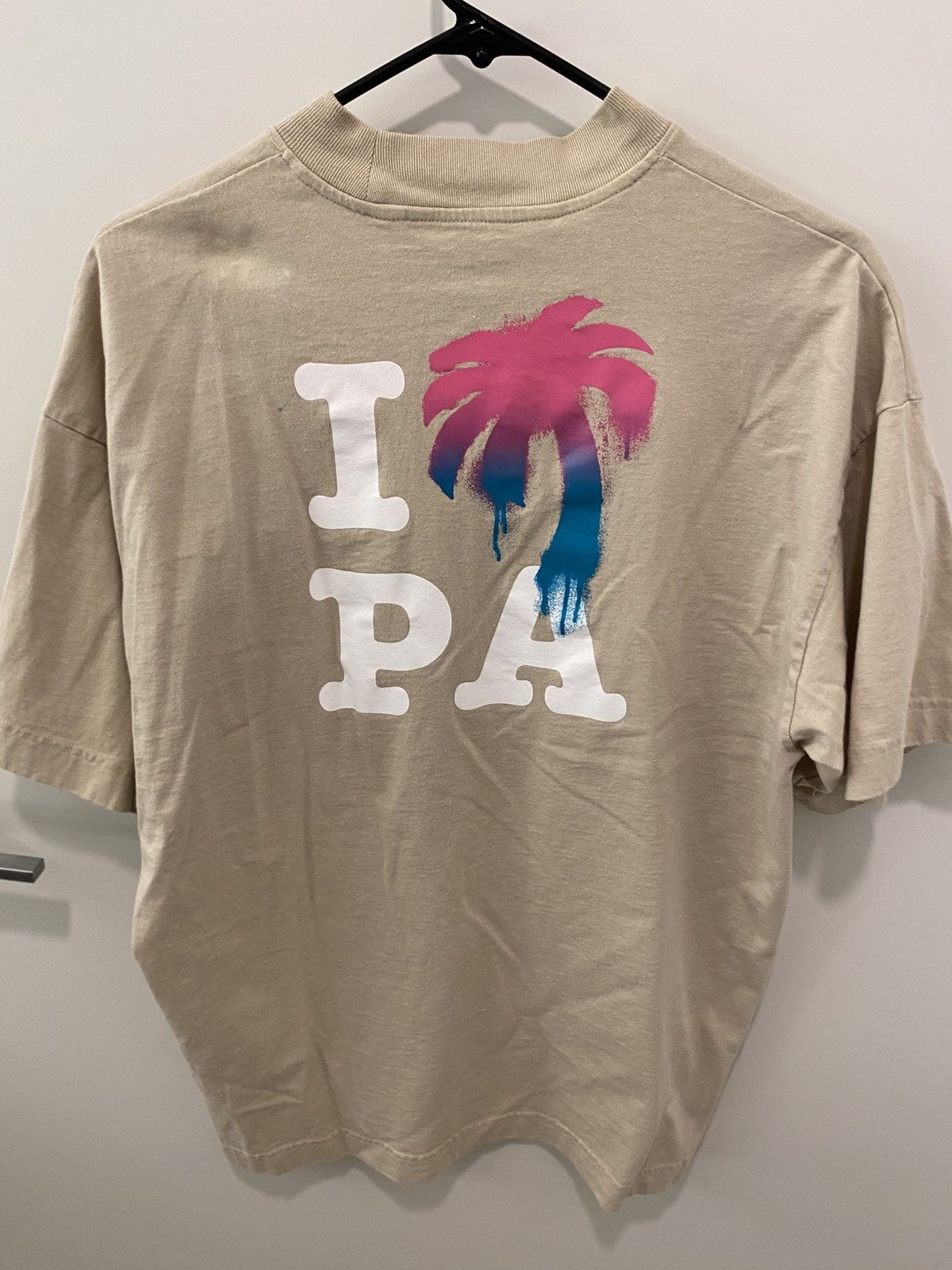 Palm Angels Palm Angels I Love LA Beige Oversized Tee Shirt Size S / US 4 / IT 40 - 2 Thumbnail