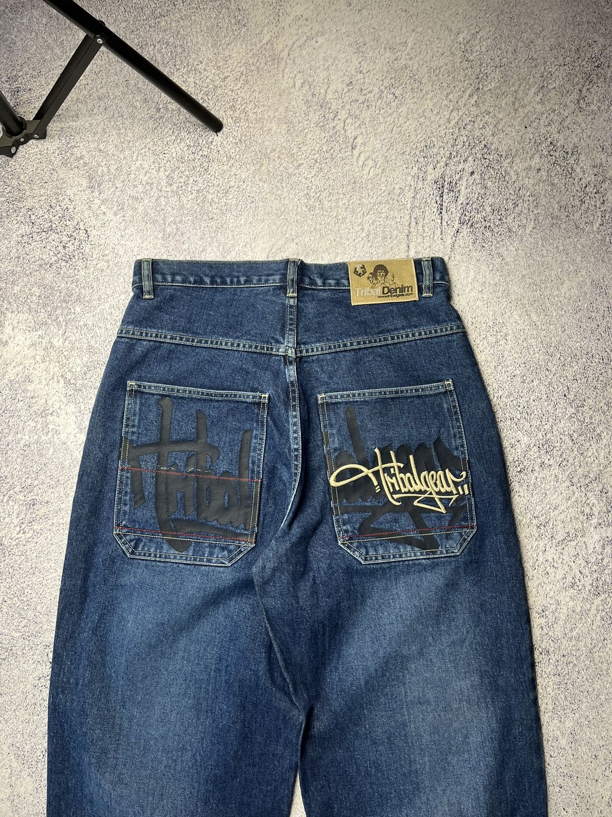 Japanese Brand Vintage Blue Embroidery Baggy Winged Jeans Y2K Size US 32 / EU 48 - 7 Thumbnail
