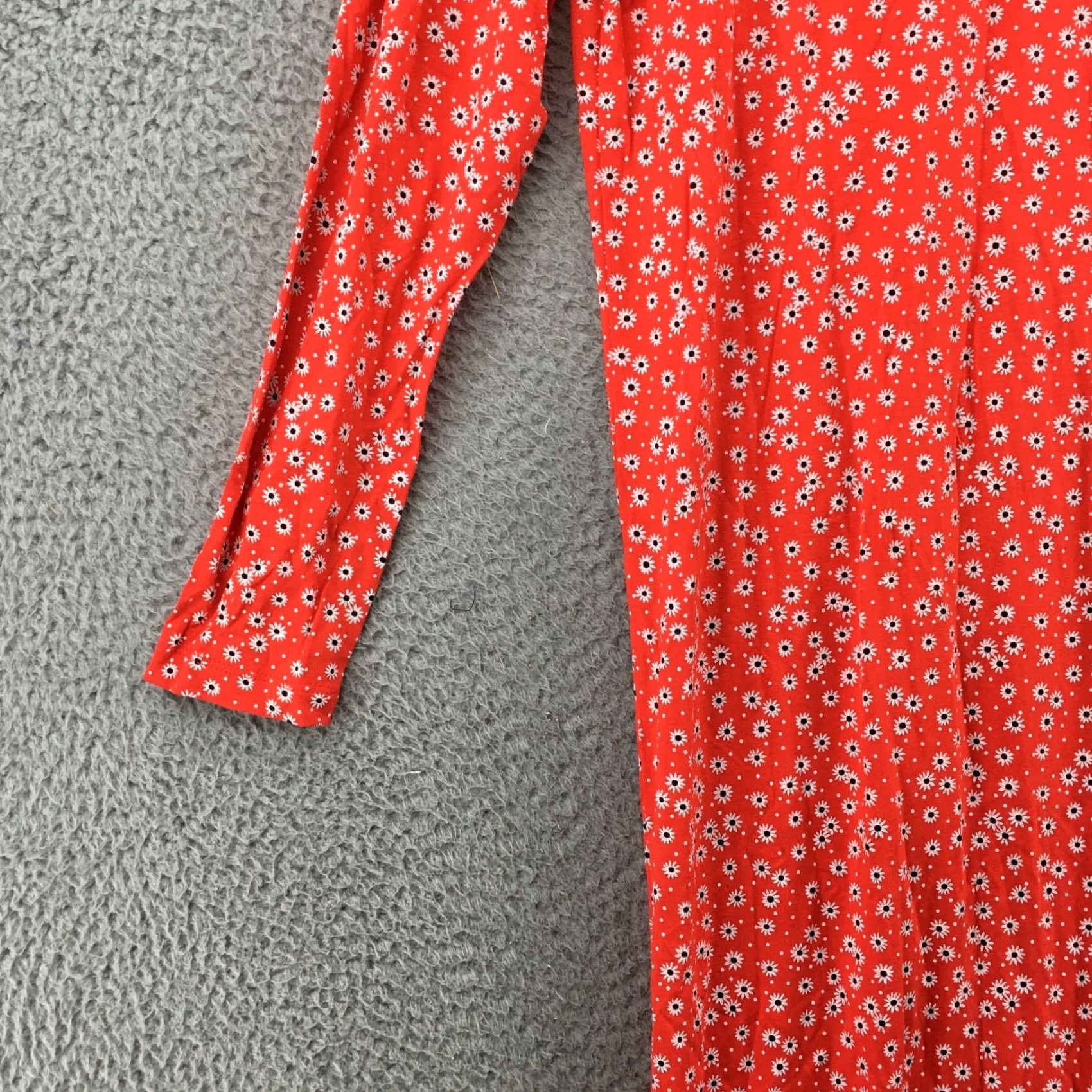 Asos ASOS Design Maxi Shift Dress Womens US 08 Red Floral Long Sleeve Crew Neck Casual Multicolor? Size M / US 6-8 / IT 42-44 - 5 Thumbnail