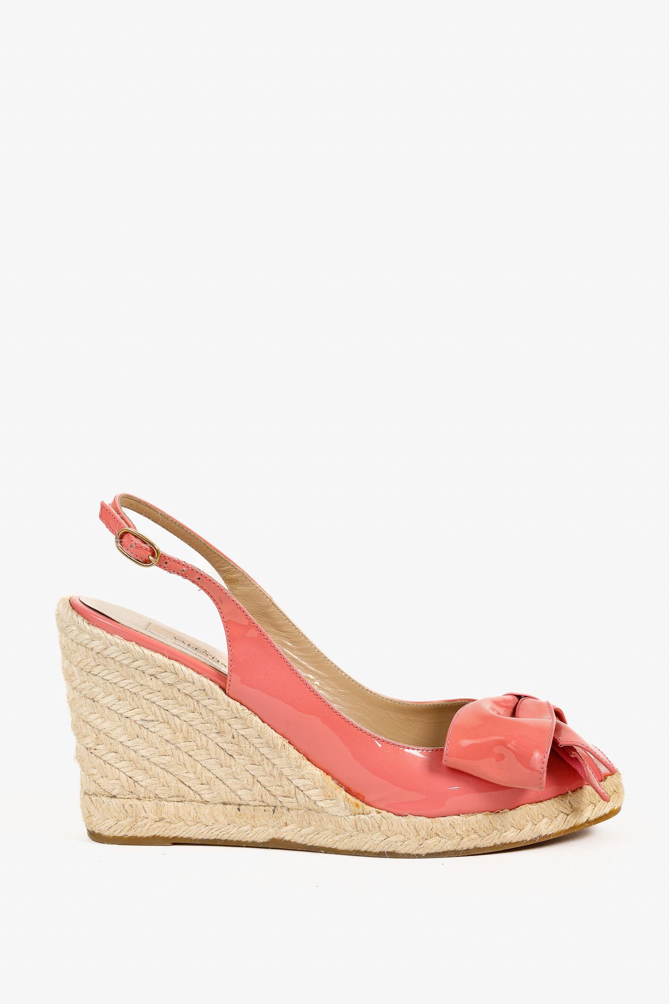 Valentino Valentino Garavani Patent Bow Slingback Espadrille Wedges Size US 7.5 / IT 37.5 - 1 Thumbnail