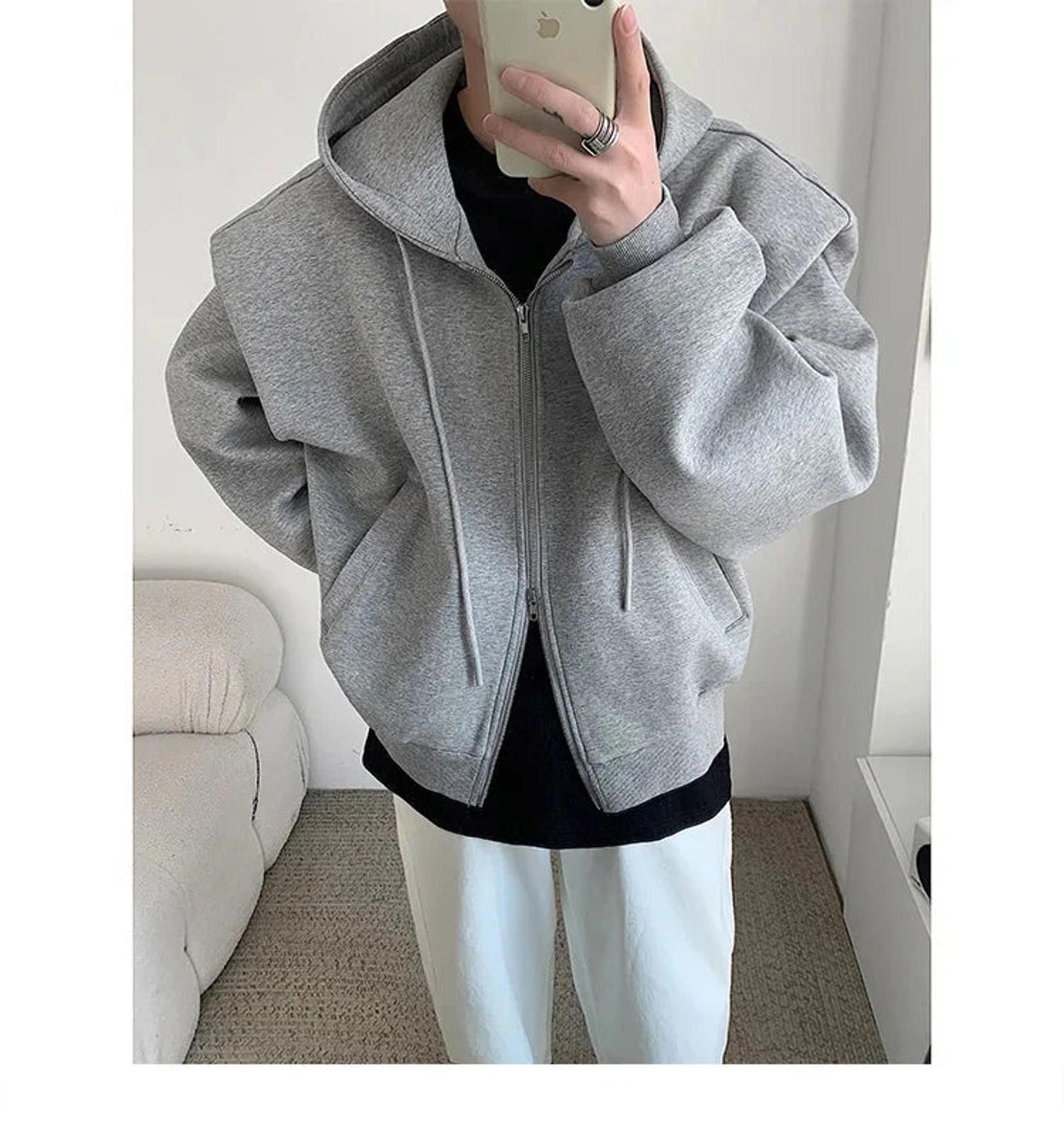 Vintage Exaggerated Shoulder Zip-Up Hoodie Size ONE SIZE - 4 Thumbnail