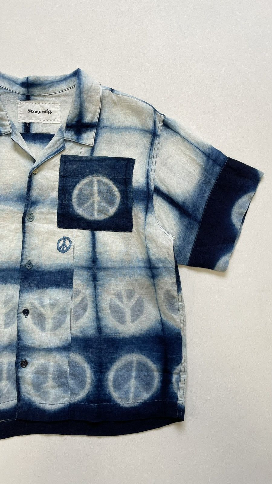 Story Mfg. Blue/White ‘Peace Tie Dye’ Print Shirt Size US M / EU 48-50 / 2 - 7 Thumbnail