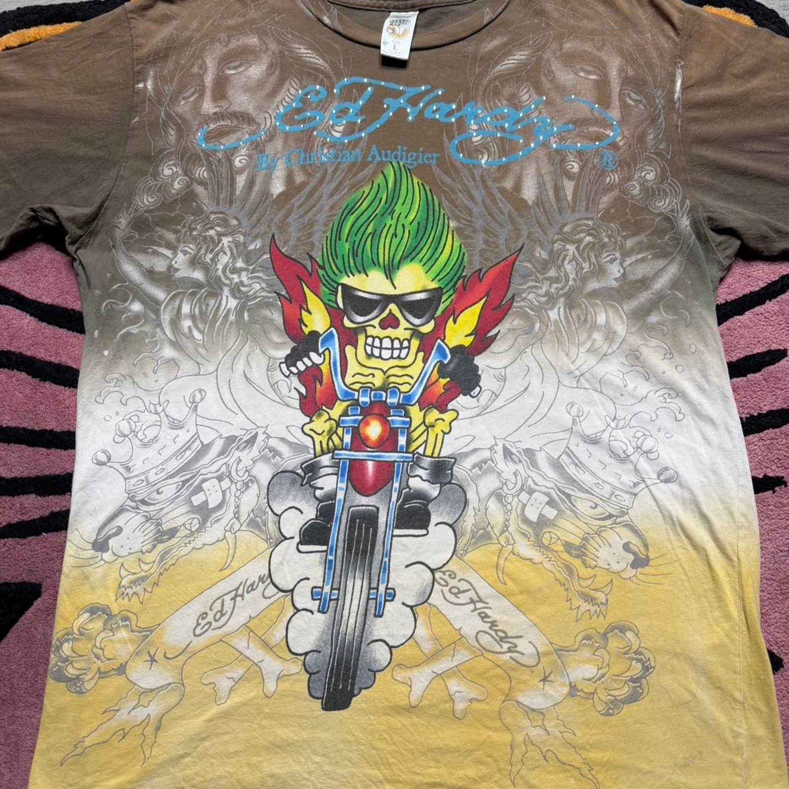 Ed Hardy × Vintage Vintage Y2K Ed Hardy by Christian Audiger Graphic T-shirt Size US L / EU 52-54 / 3 - 2 Thumbnail