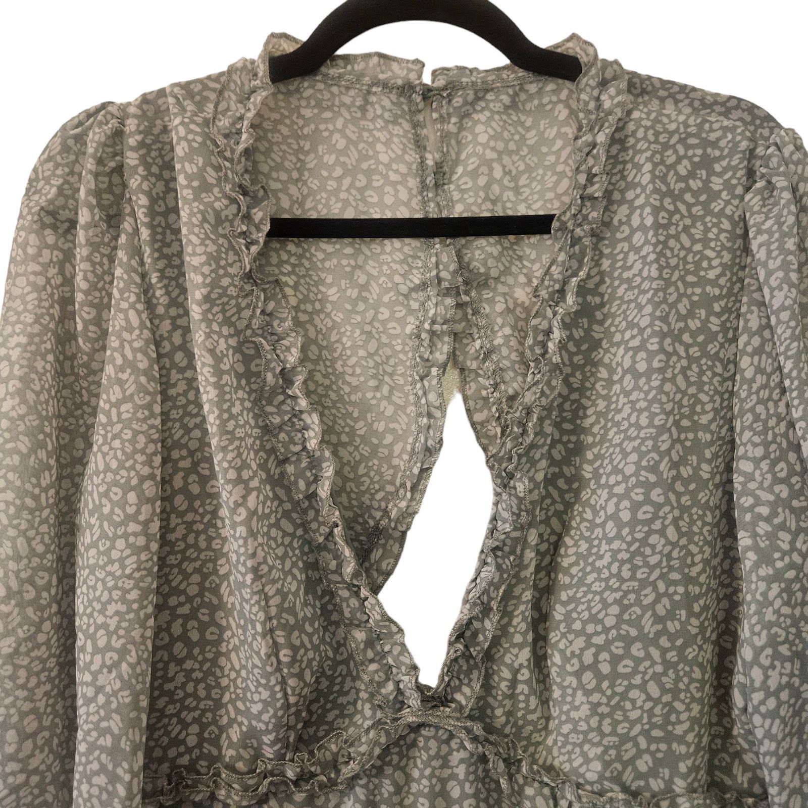 The Unbranded Brand Mix Form Swing Mini Dress Ruffle Layer Backless Olive Large Size L / US 10 / IT 46 - 3 Thumbnail