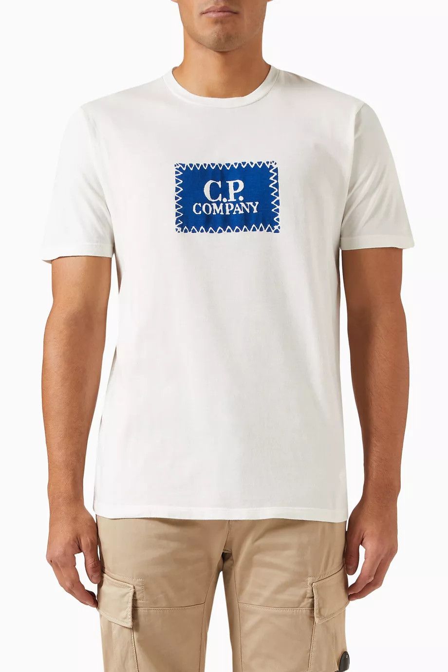 C.P. Company o1y1224 Logo Crewneck T-Shirt in White Size US XS / EU 42 / 0 - 1 Thumbnail