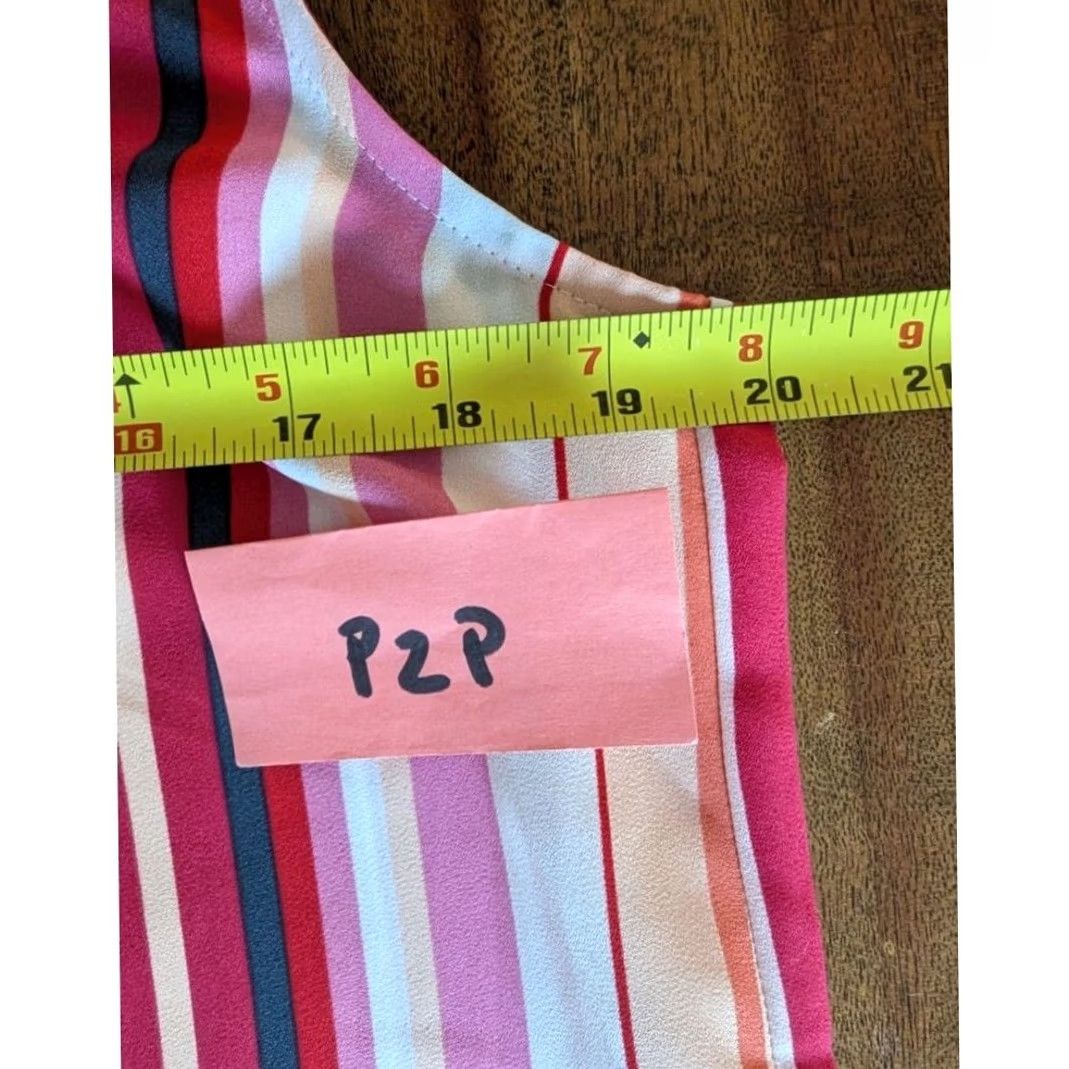 Loft LOFT Blouse Sleeveless Multicolor Stripe Ruffle Neck Womens M Office casual retro Size M / US 6-8 / IT 42-44 - 6 Thumbnail