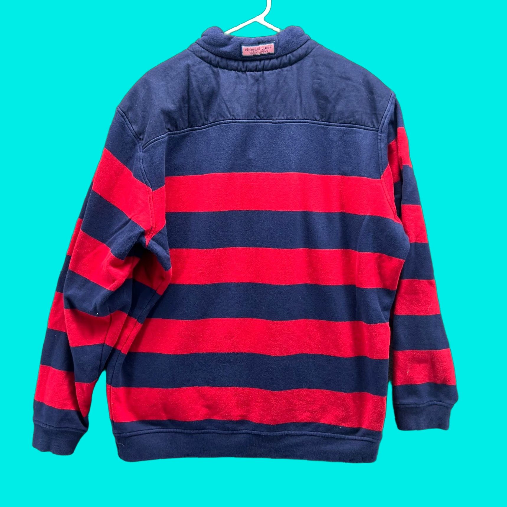 Vineyard Vines Vineyard Vines Pullover Men L Blue Striped Rugby Cotton Quarter Zip Mock Neck Logo Classic Preppy Sweater Size US L / EU 52-54 / 3 - 1 Thumbnail