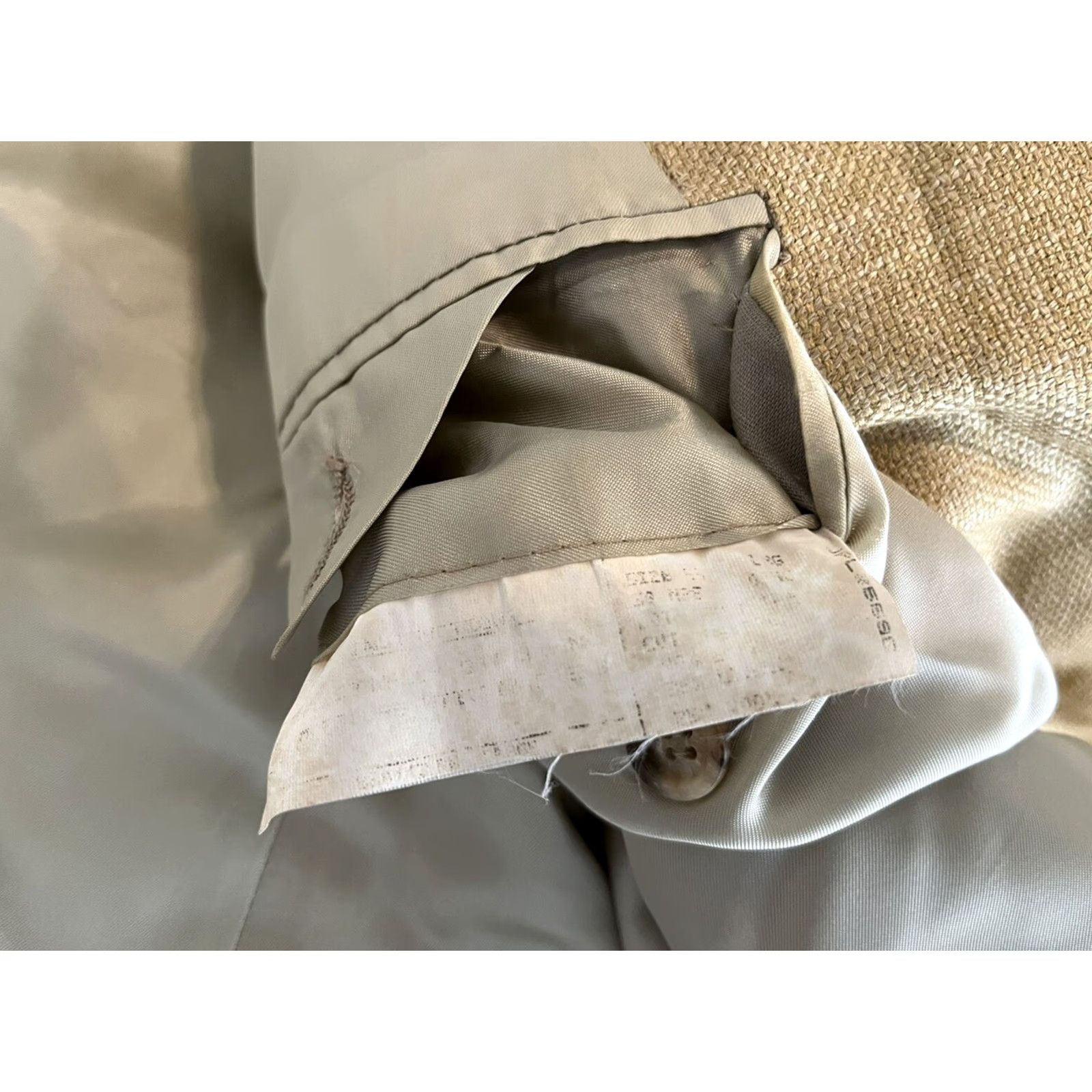 Nordstrom John W Nordstrom E. Thomas Blazer Jacket Sport Coat Mens 44L Beige Silk Wool Two Button Long Pattern Solid Size 44R - 5 Thumbnail
