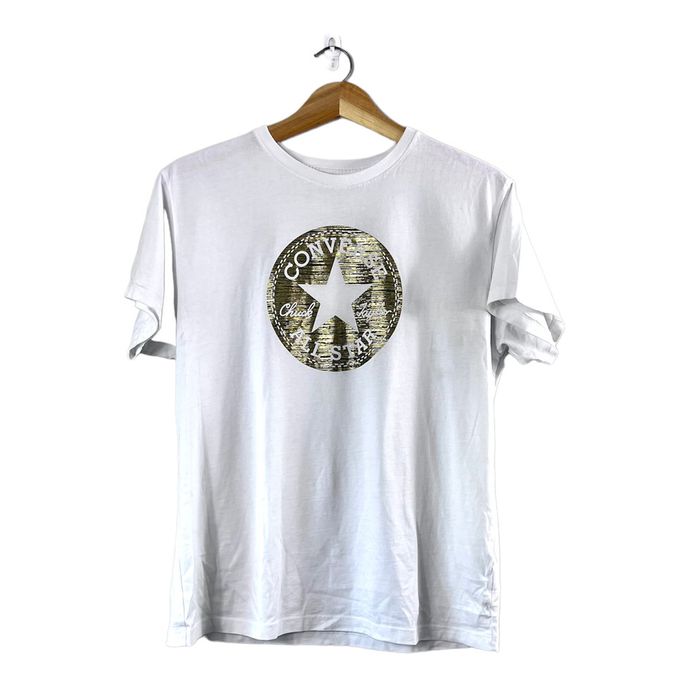 Converse t hot sale shirt gold