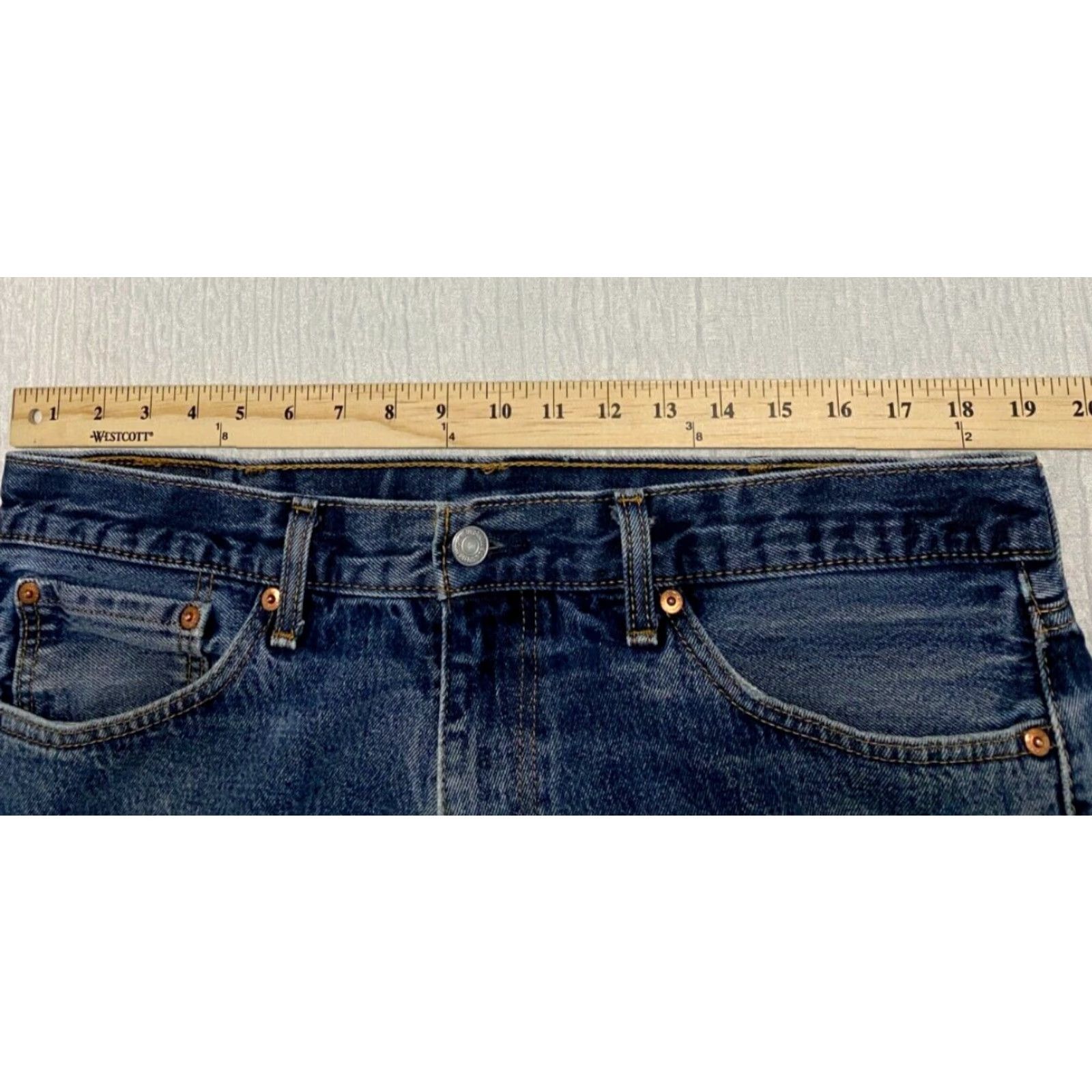 Levi's Levi's 505 Jeans Size 38×28 Blue Regular Fit Straight Whiskers Denim 5-Pocket Design Mens Size US 38 / EU 54 - 3 Thumbnail