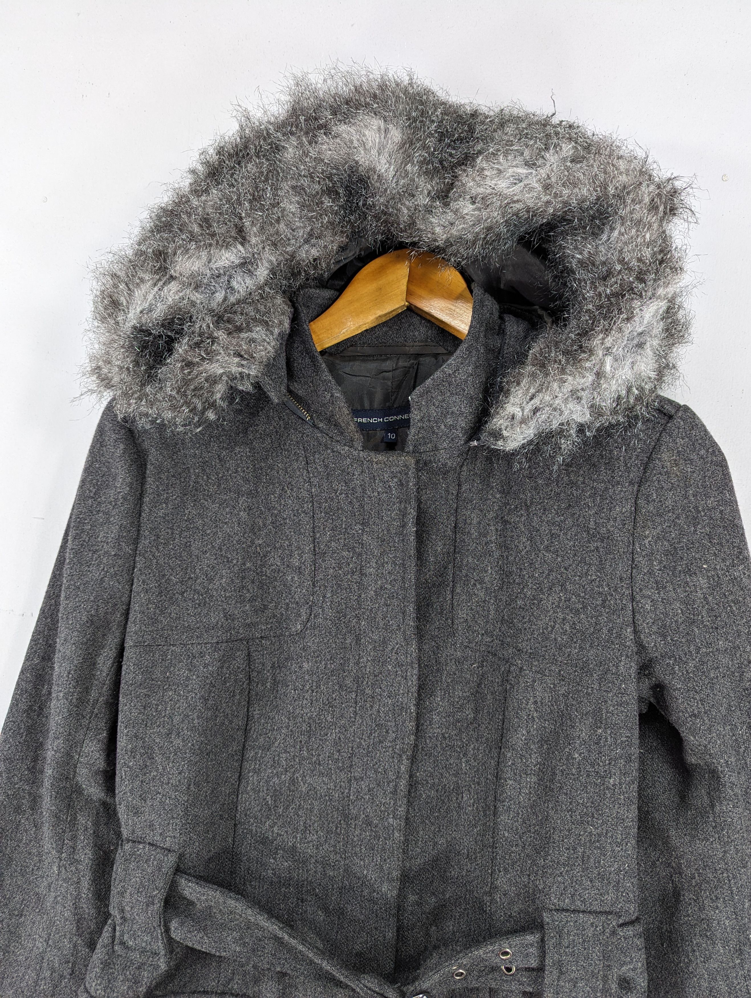 French Connection 🔥RARE🔥French Connection Wool Faux Fur Belted Jacket Size S / US 4 / IT 40 - 3 Thumbnail