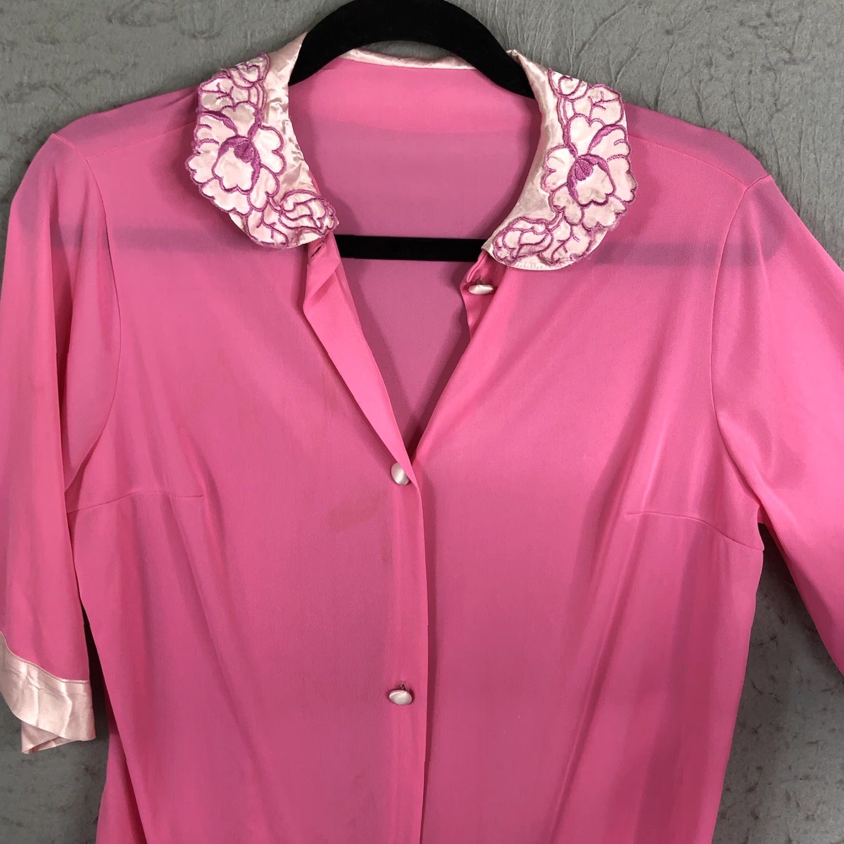 Vintage VINTAGE Snowdon Robe Women’s S Hot Pink Sheer Kimono 1960s Retro Berry Lightweight Short Sleeve Size ONE SIZE - 2 Thumbnail