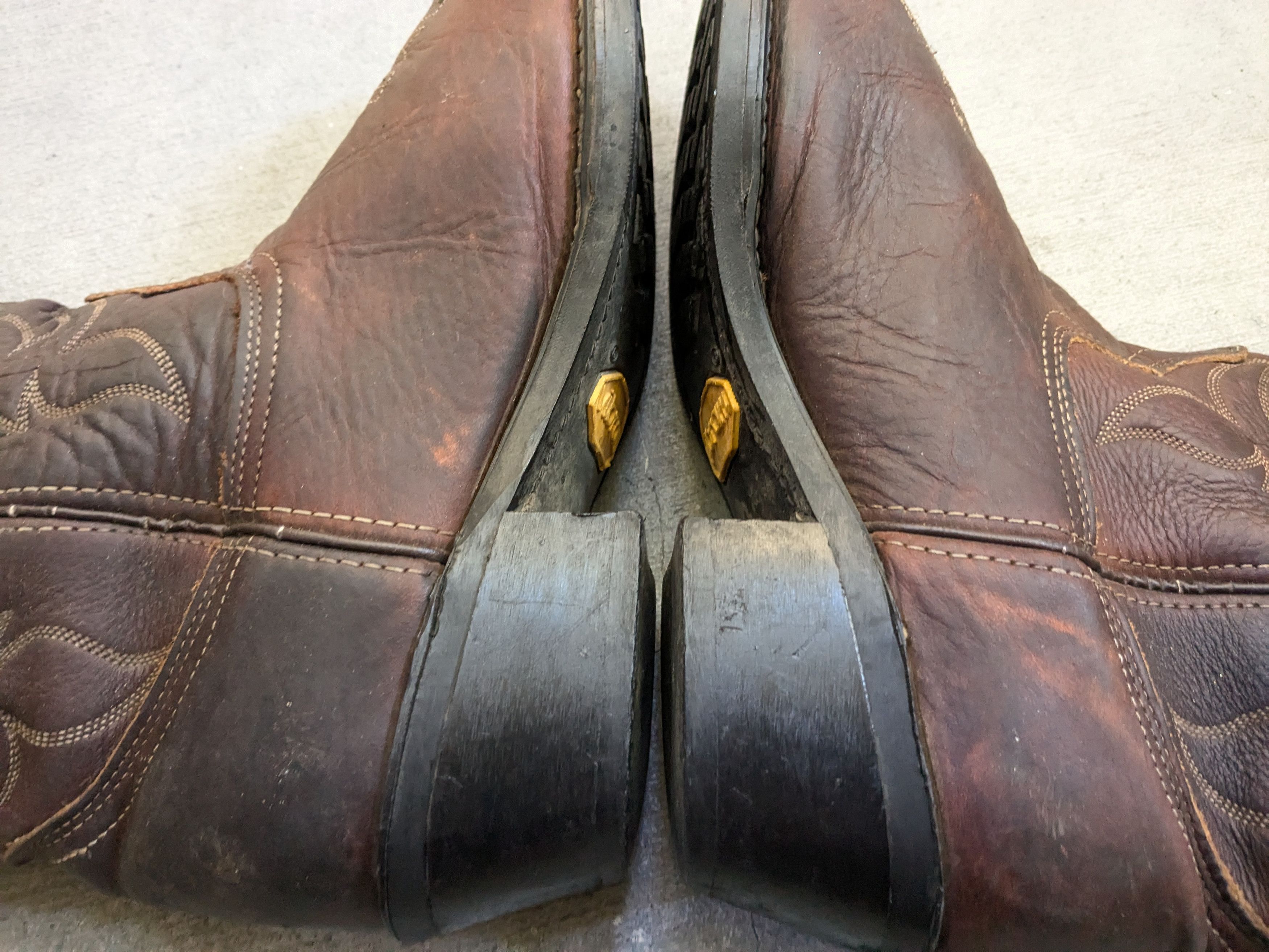 Genuine Leather Vintage Cowboy Boots 10.5 D Brown Leather Western Mexico Size US 10.5 / EU 43-44 - 8 Thumbnail
