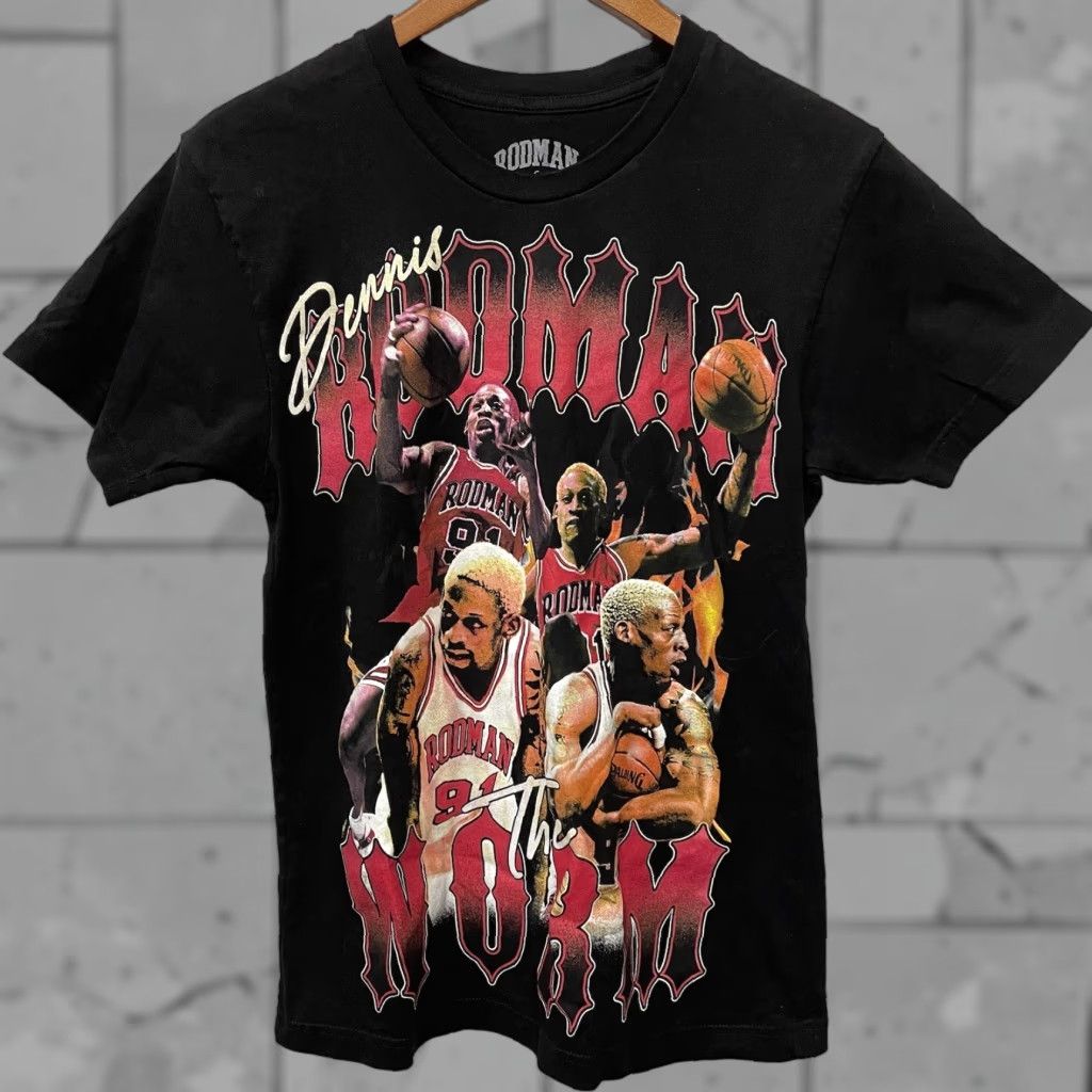 Vintage VINTAGE Dennis Rodman Basketball Graphic T-Shirt Mens Small Black Cotton Sports Fan Size US S / EU 44-46 / 1 - 1 Thumbnail