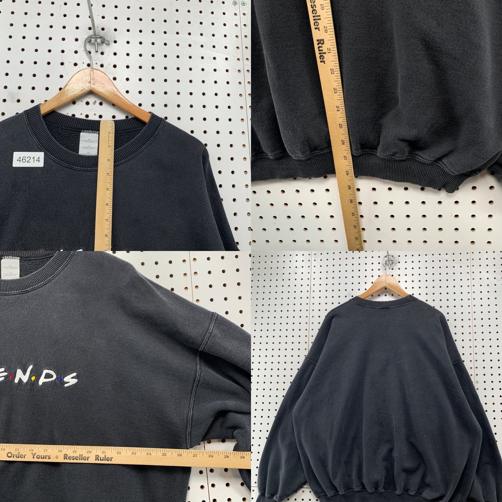 Fruit Of The Loom Vintage Friends TV Show Sweatshirt Mens 2XL Faded Black Embroidered Pullover 90s Size US XXL / EU 58 / 5 - 8 Thumbnail