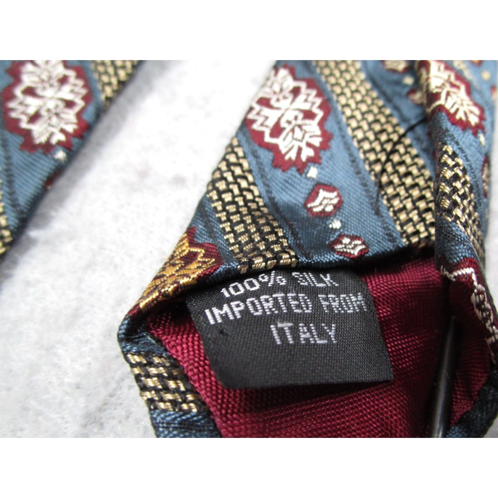 Vintage Barneys New York Neck Tie Mens Silk Blue Abstract Geometric Classic 57"-60" 100% Silk Size ONE SIZE - 4 Thumbnail
