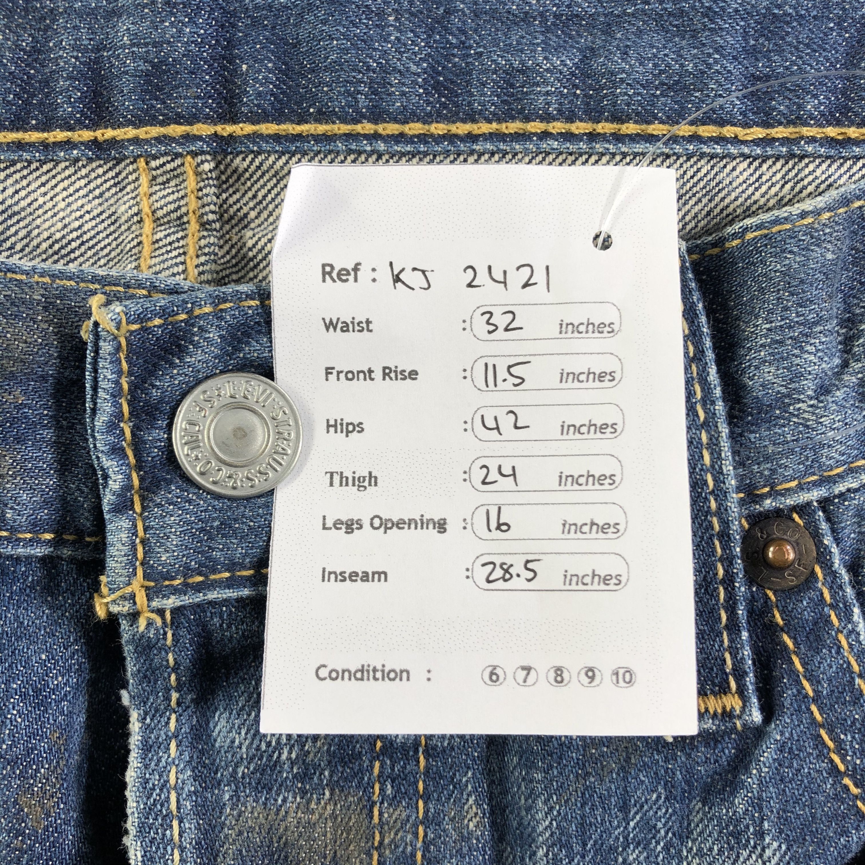 Levi's Vintage Levis 501 Jeans Dirty Blue Denim KJ2421 Size US 32 / EU 48 - 11 Thumbnail